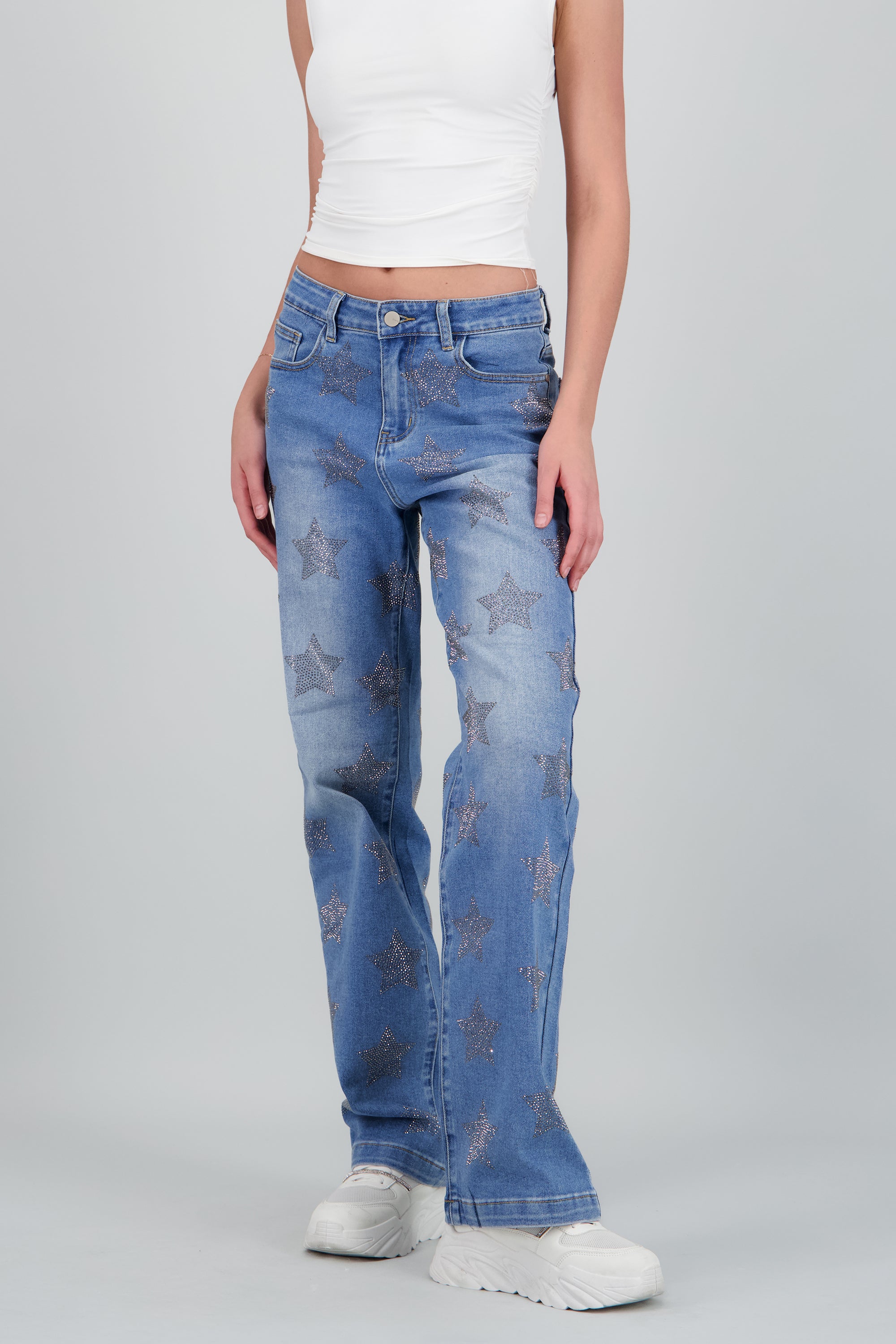 Jeans wide leg mini estrellas MEDIUM WASH