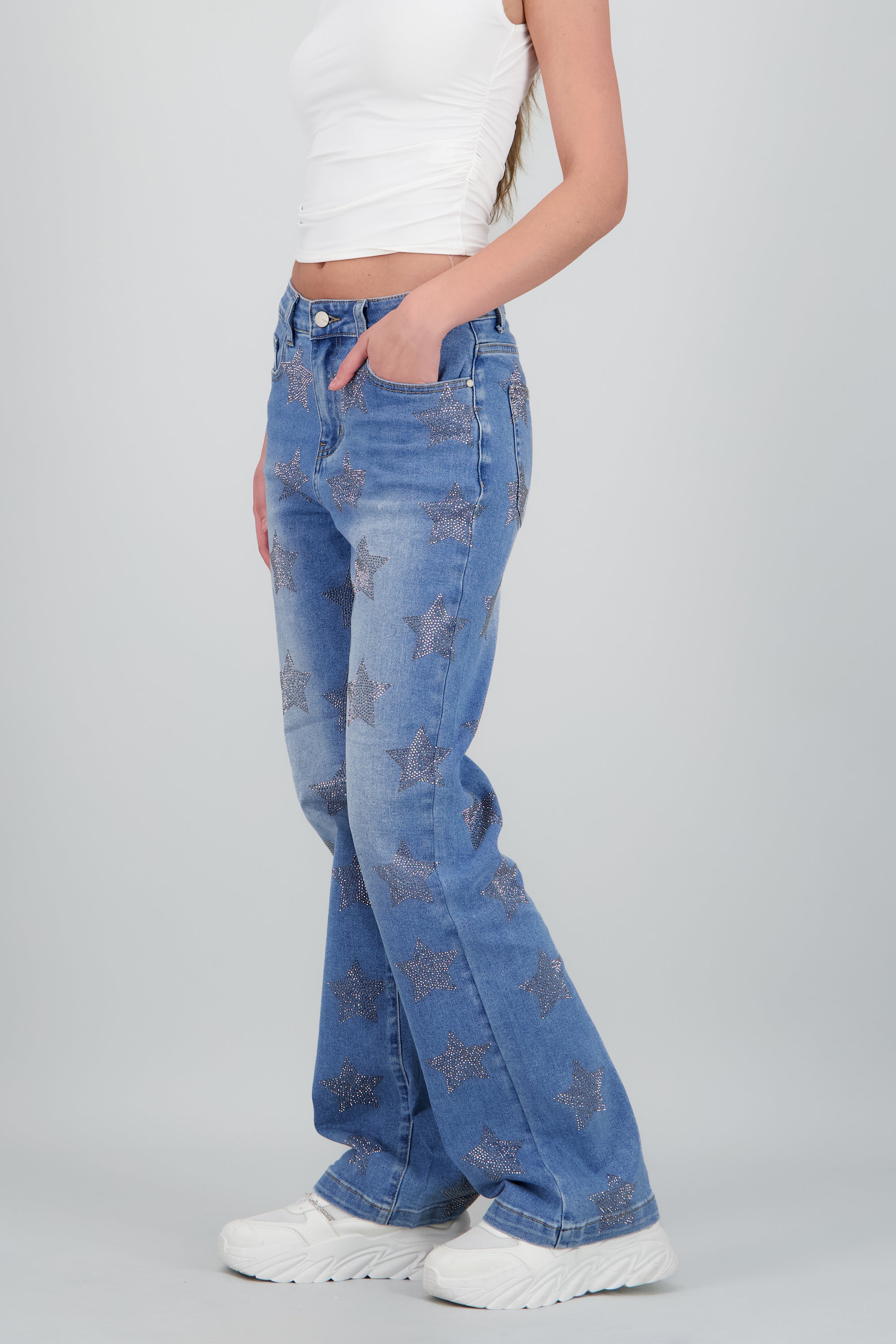 Jeans wide leg mini estrellas MEDIUM WASH