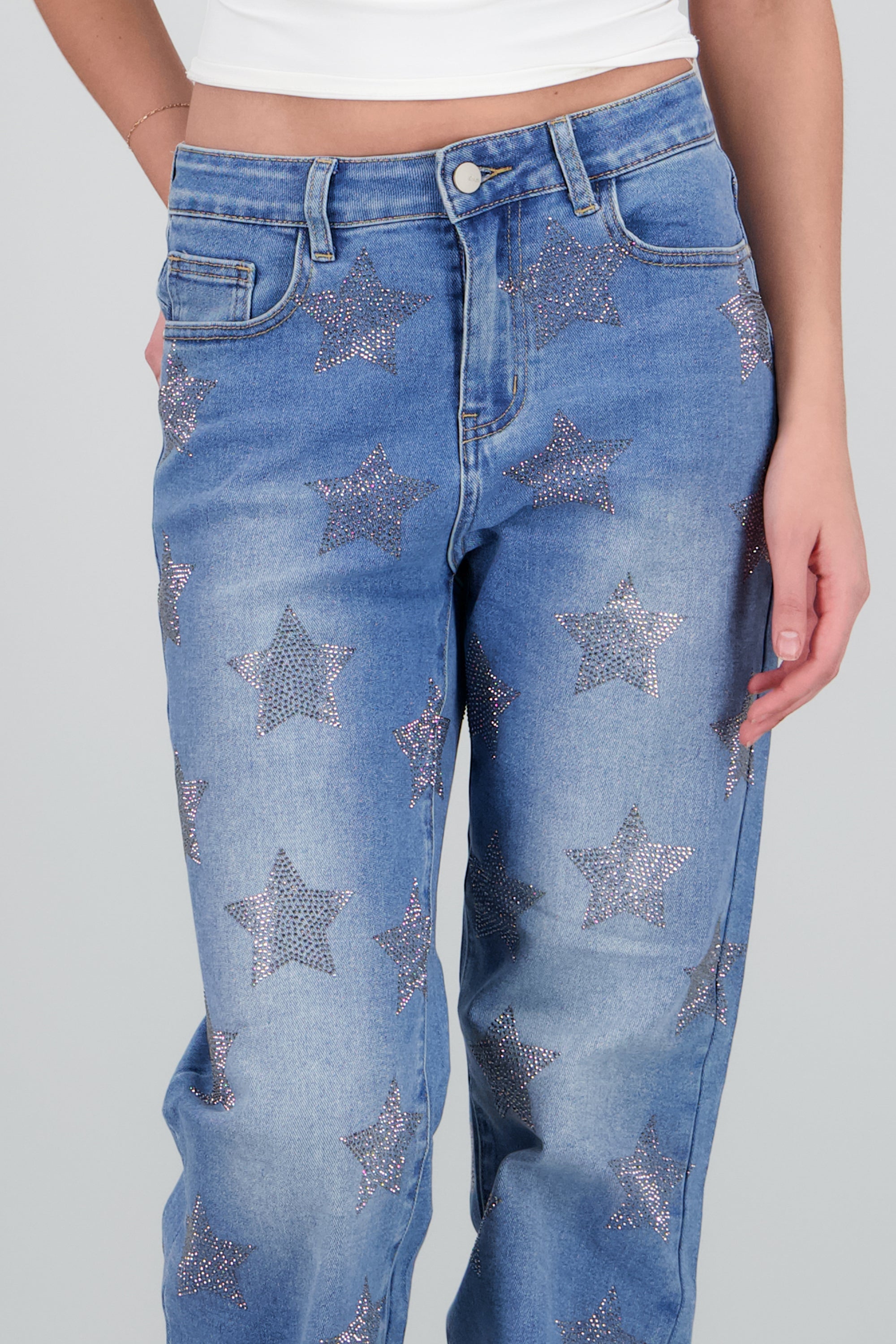 Jeans wide leg mini estrellas MEDIUM WASH