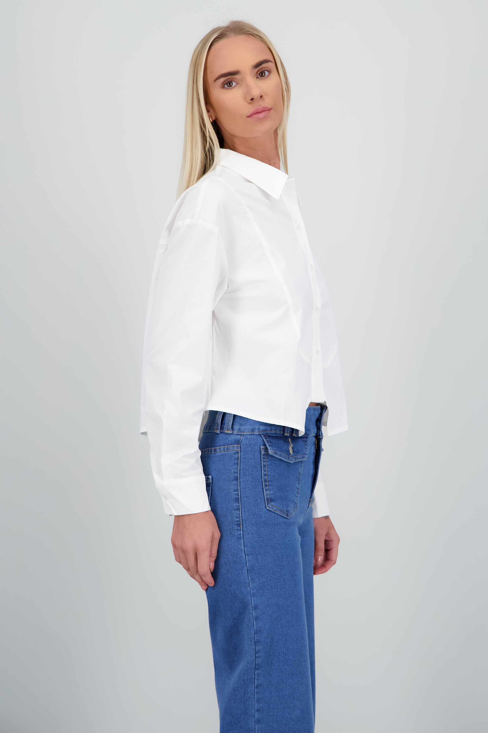 Camisa detalle al frente corte irregular BLANCO