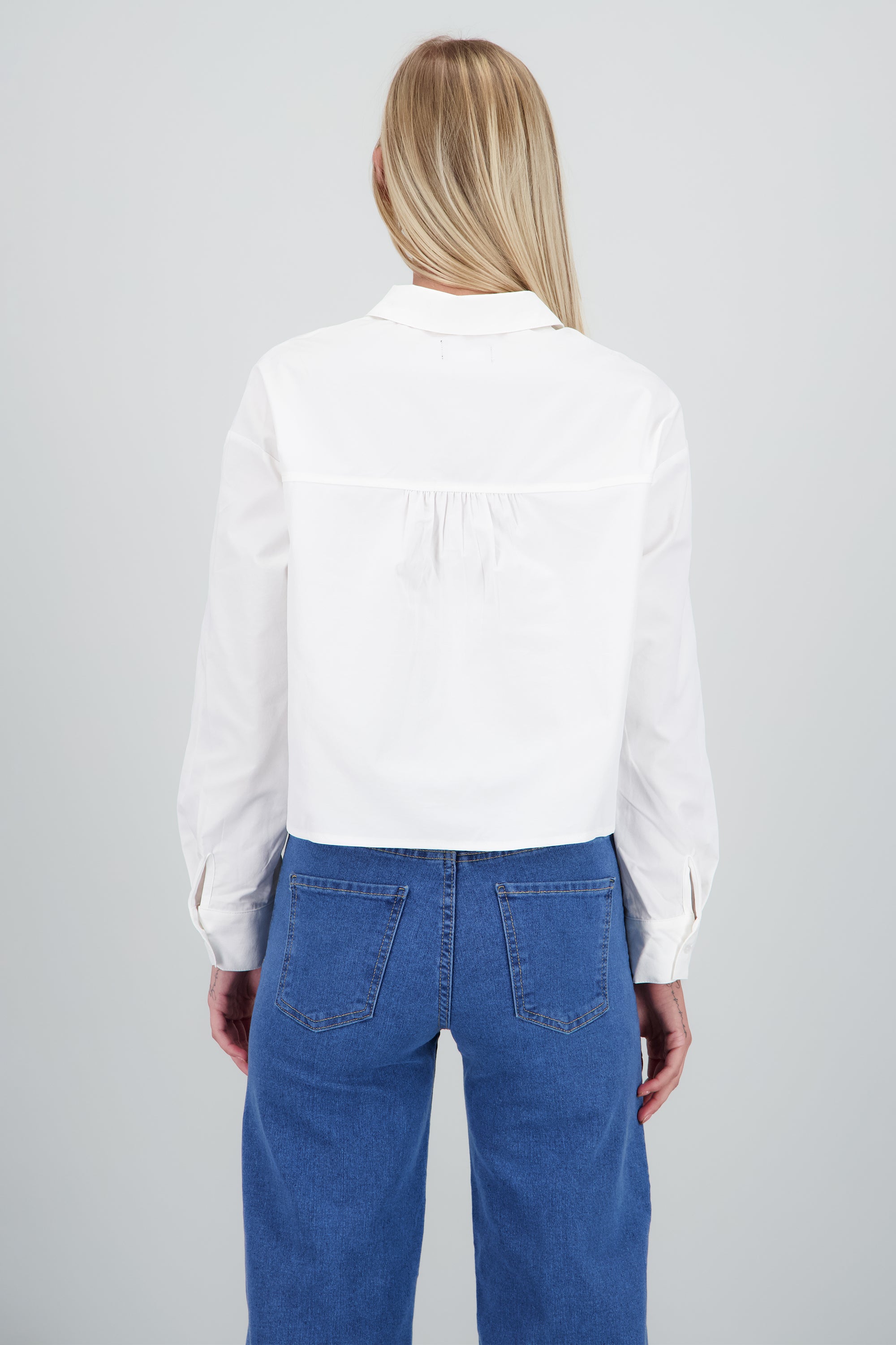 Camisa detalle al frente corte irregular BLANCO