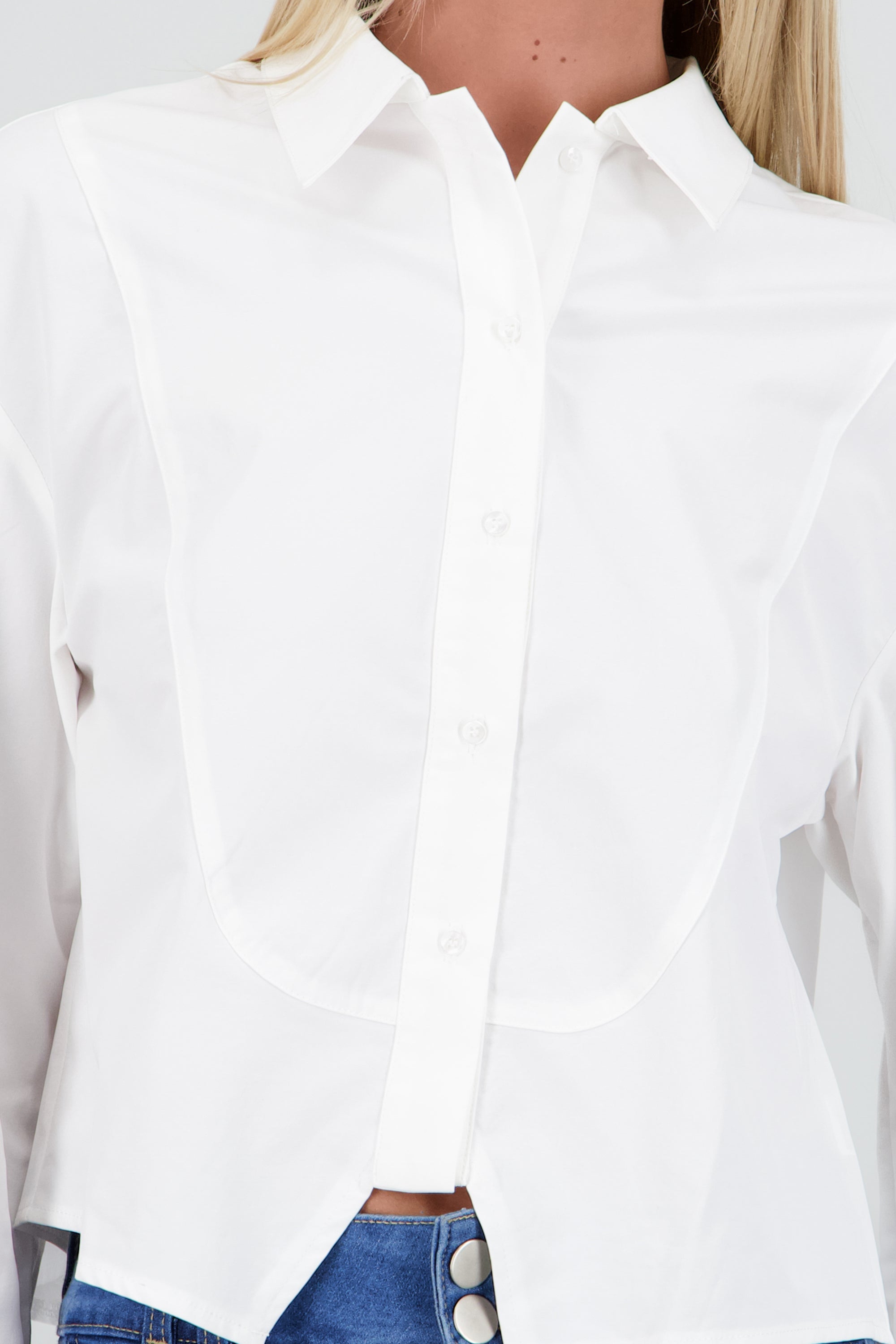Camisa detalle al frente corte irregular BLANCO