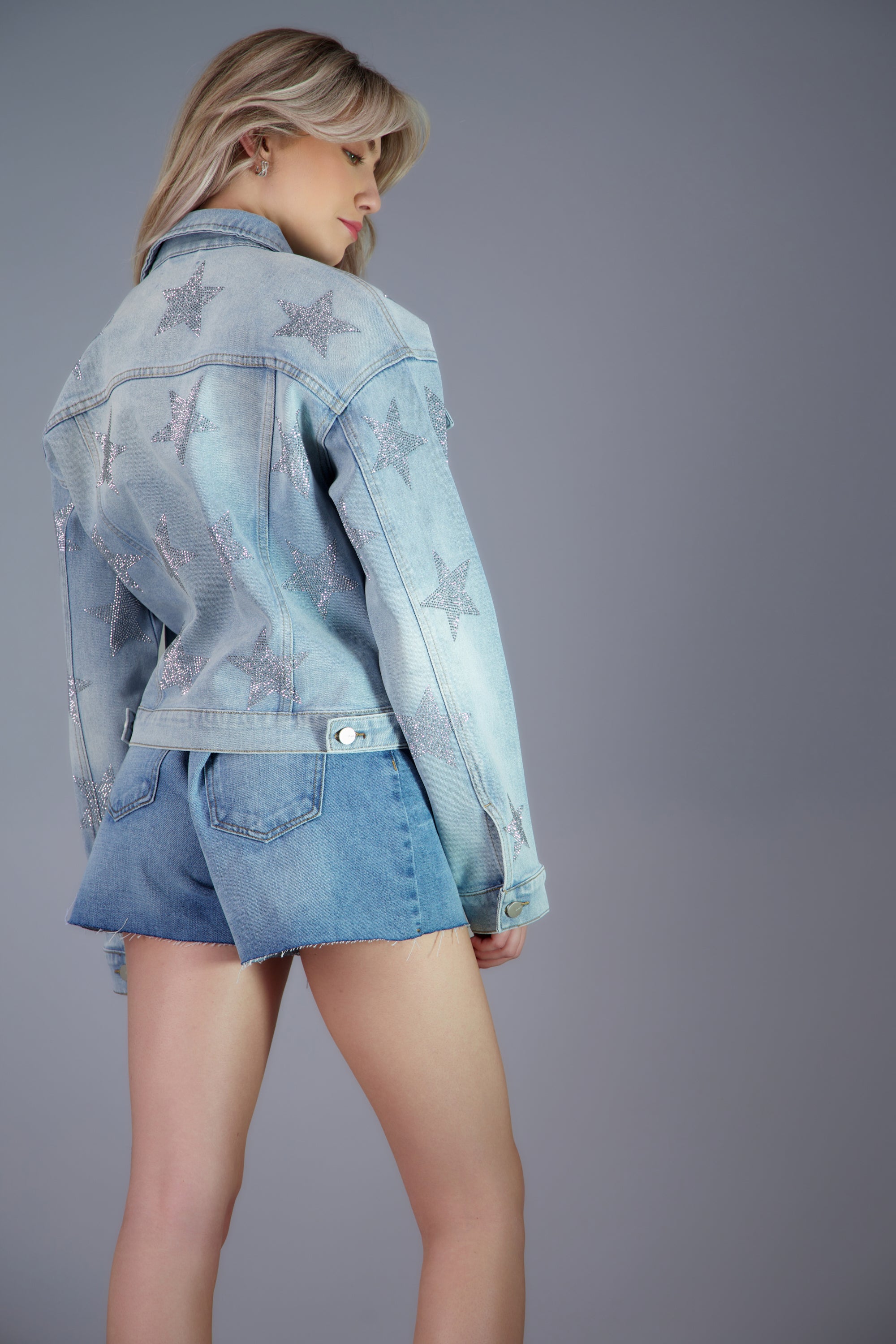 Chamarra trucker mini estrellas BLEACHED