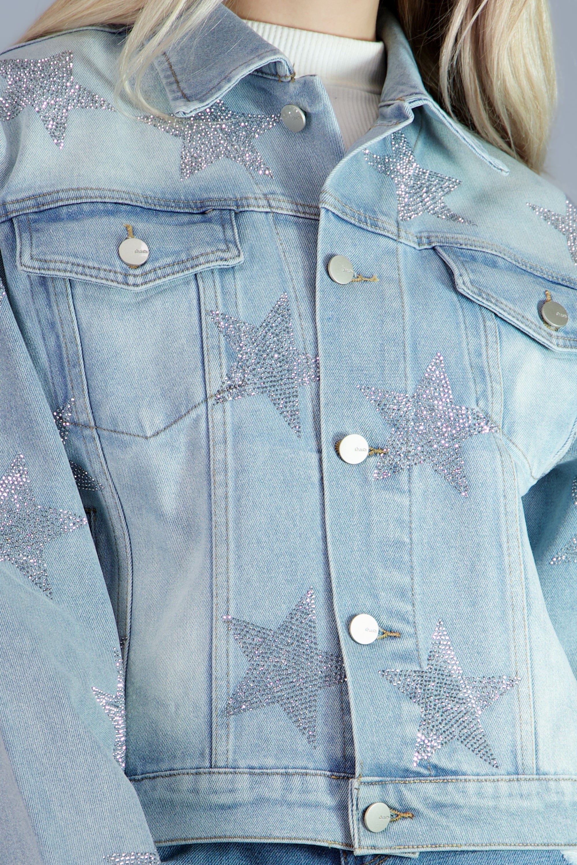 Chamarra trucker mini estrellas BLEACHED