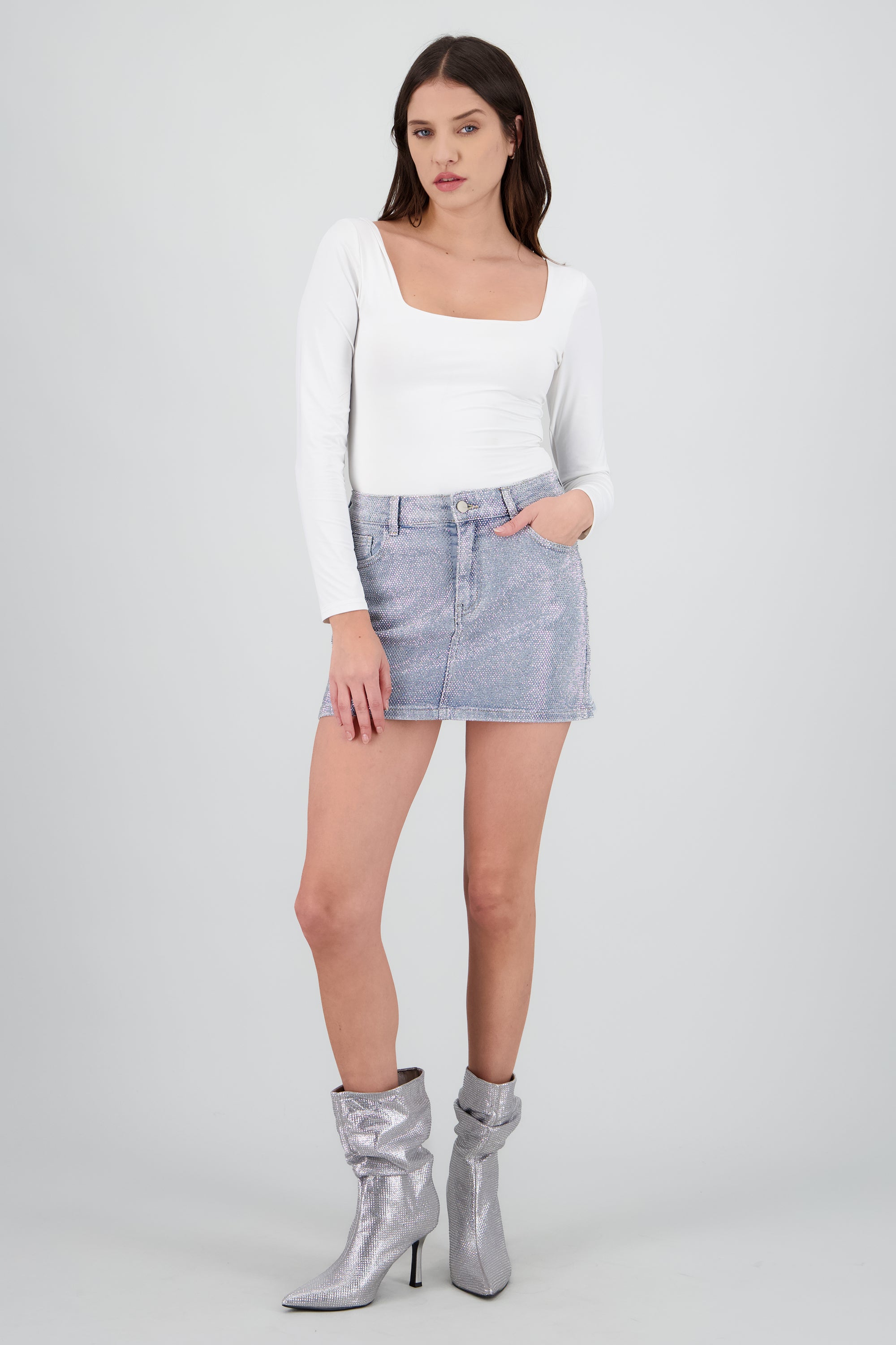 Mini falda full brillo LIGHT WASH