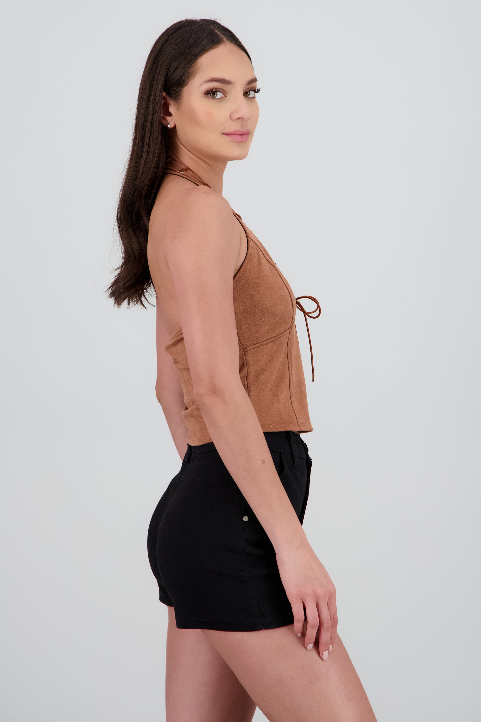 Top halter suede CAMELLO