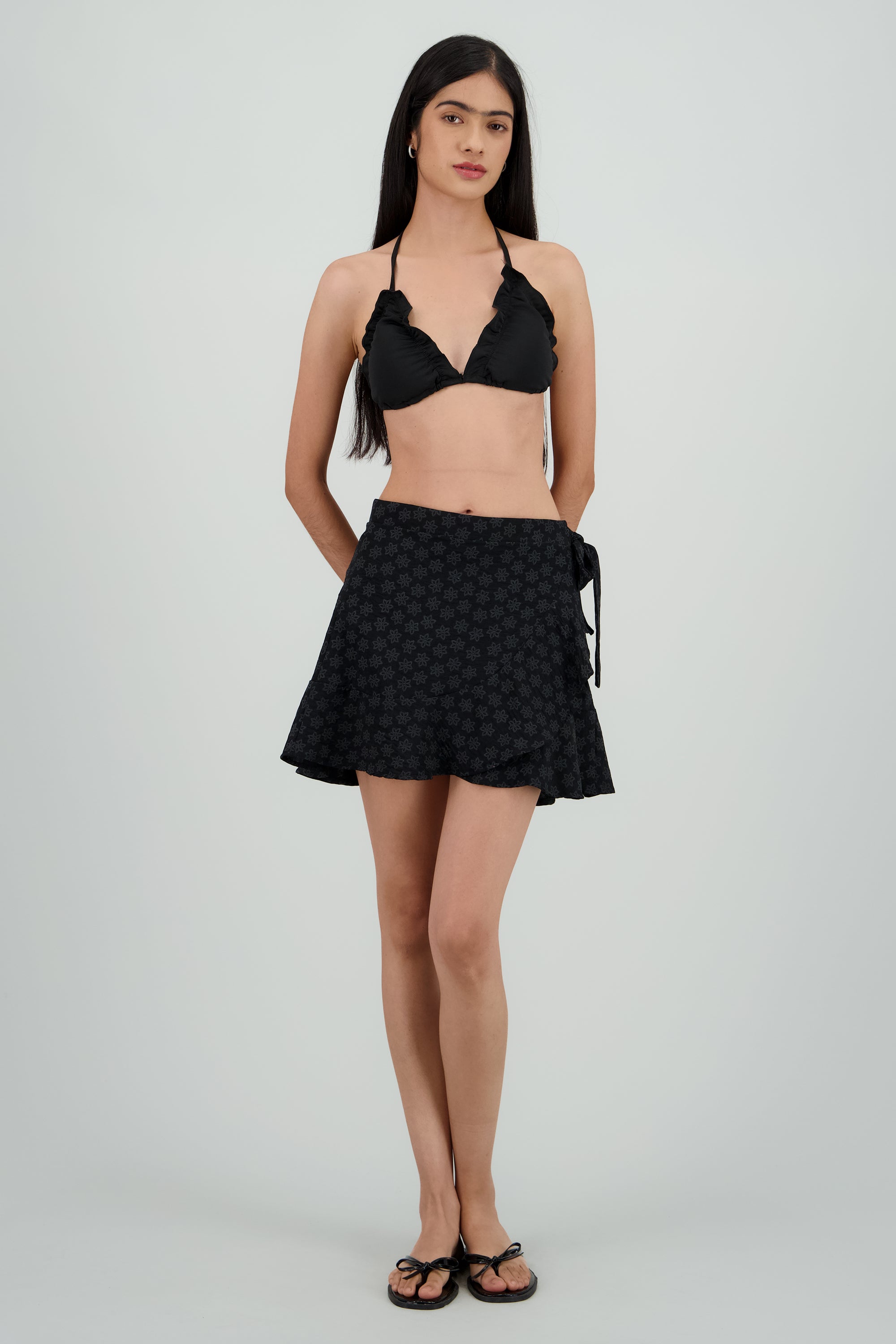 Pareo estampado mini olanes NEGRO