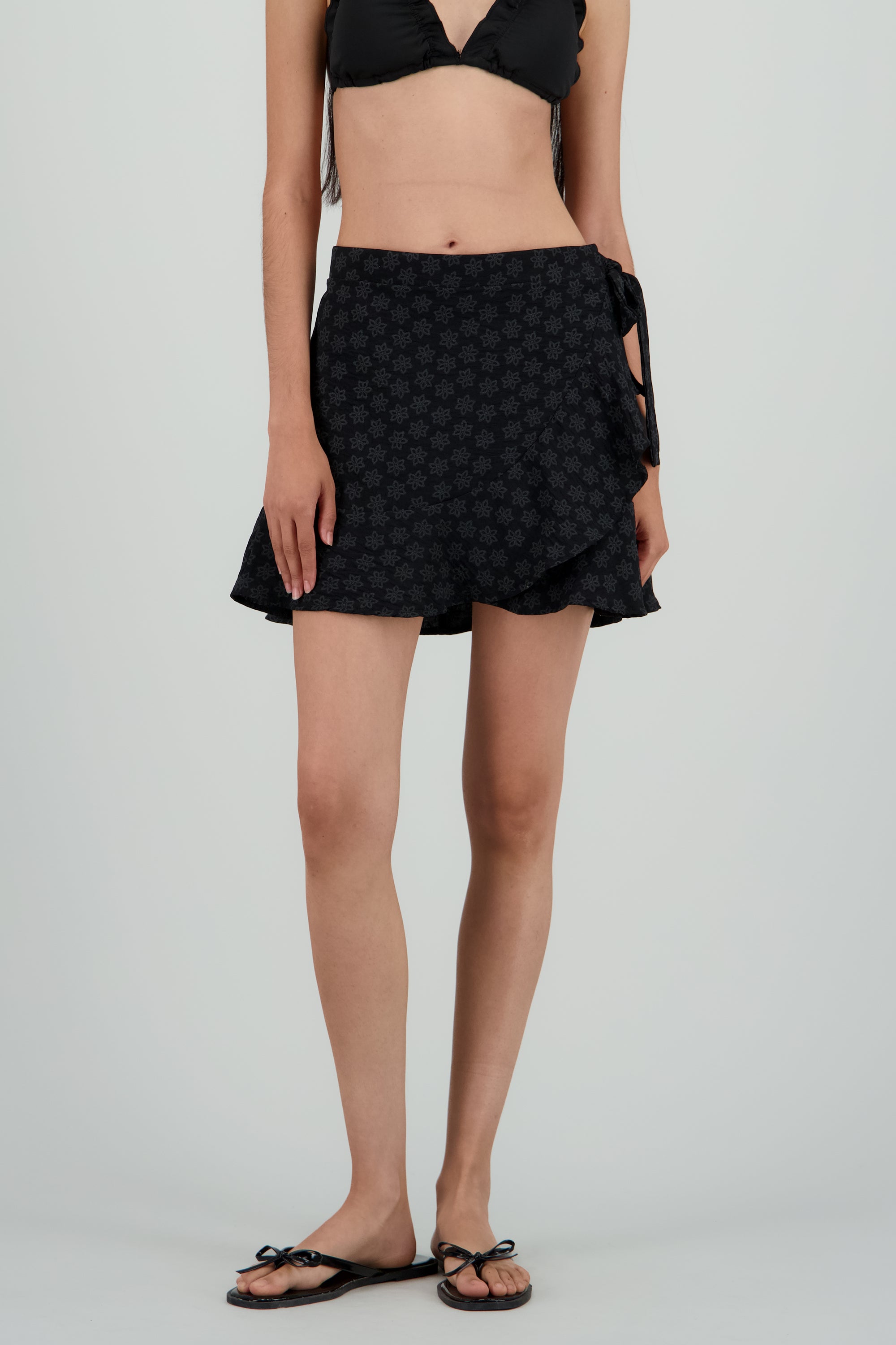 Pareo estampado mini olanes NEGRO