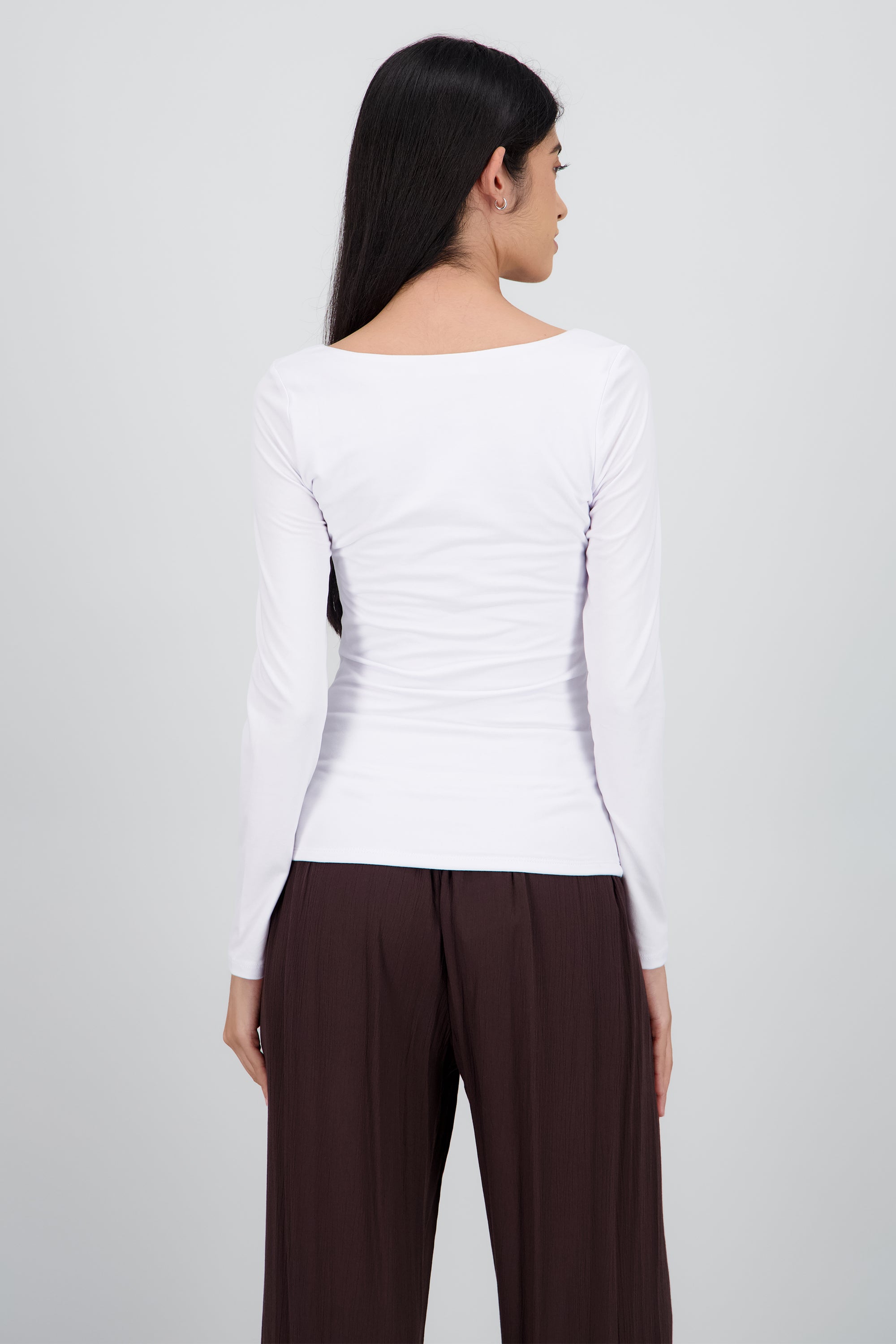 Top manga larga escote cuadrado BLANCO