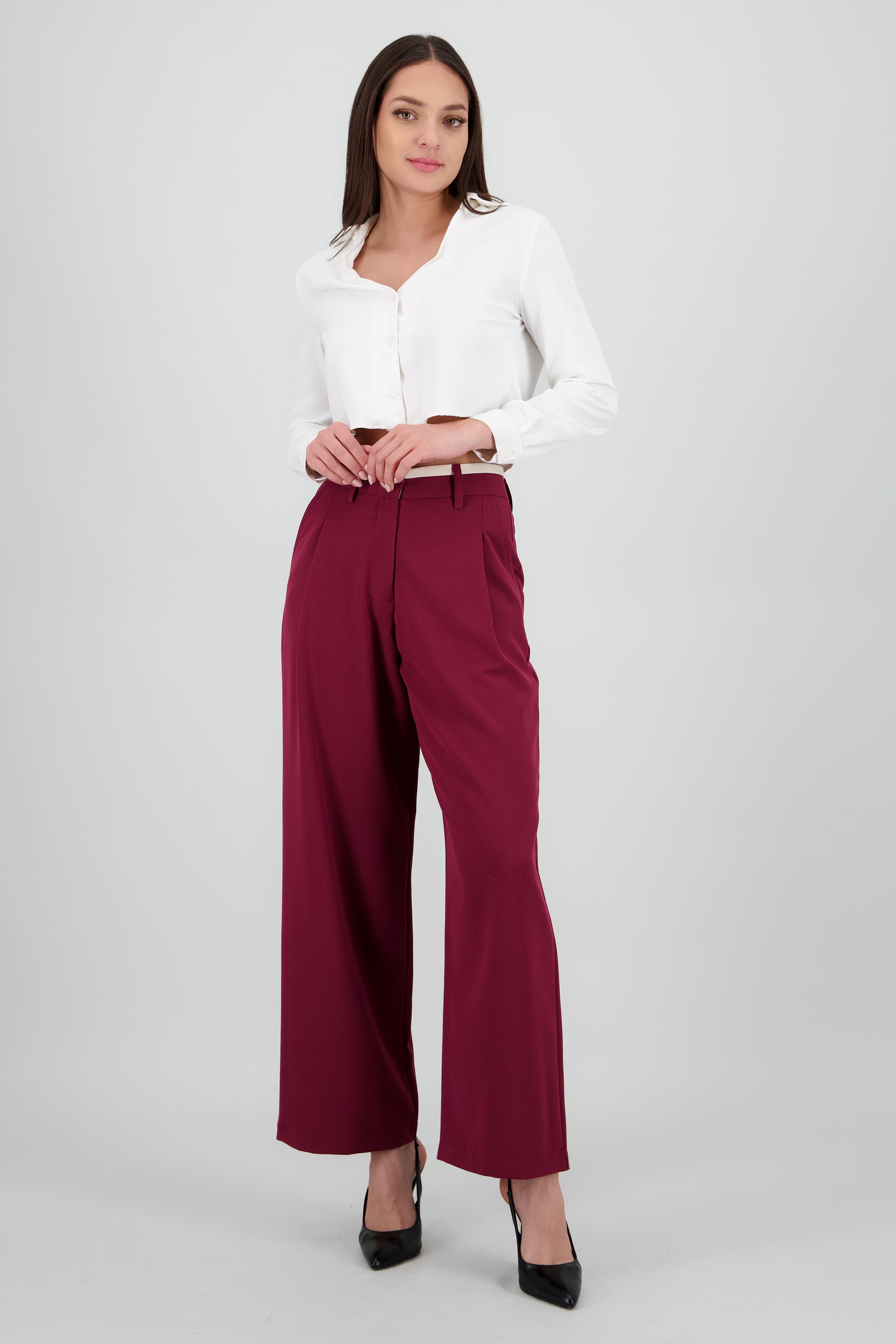 Pantalon contraste pinzas VINO