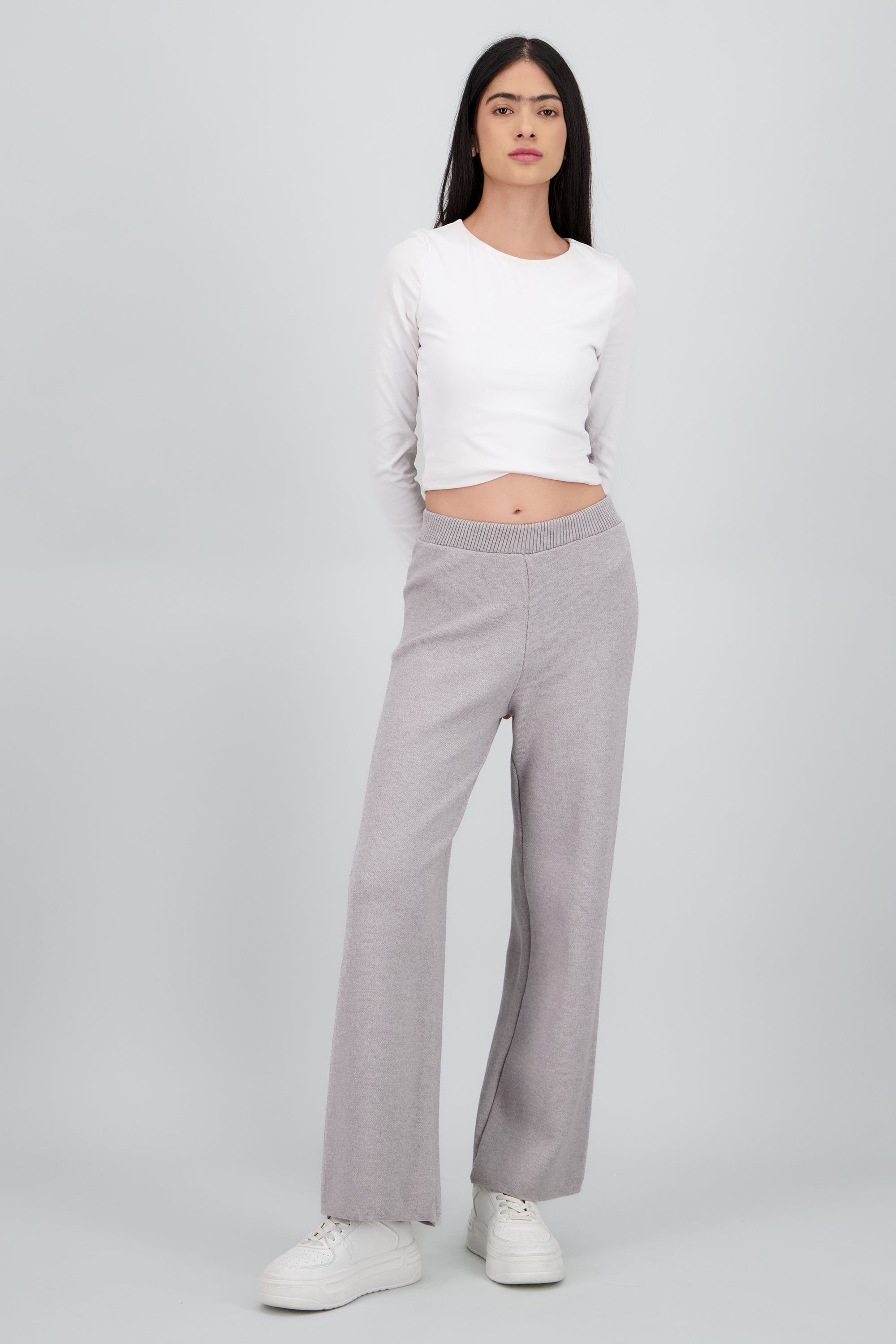 Pantalon tejido culotte GRIS JASPE