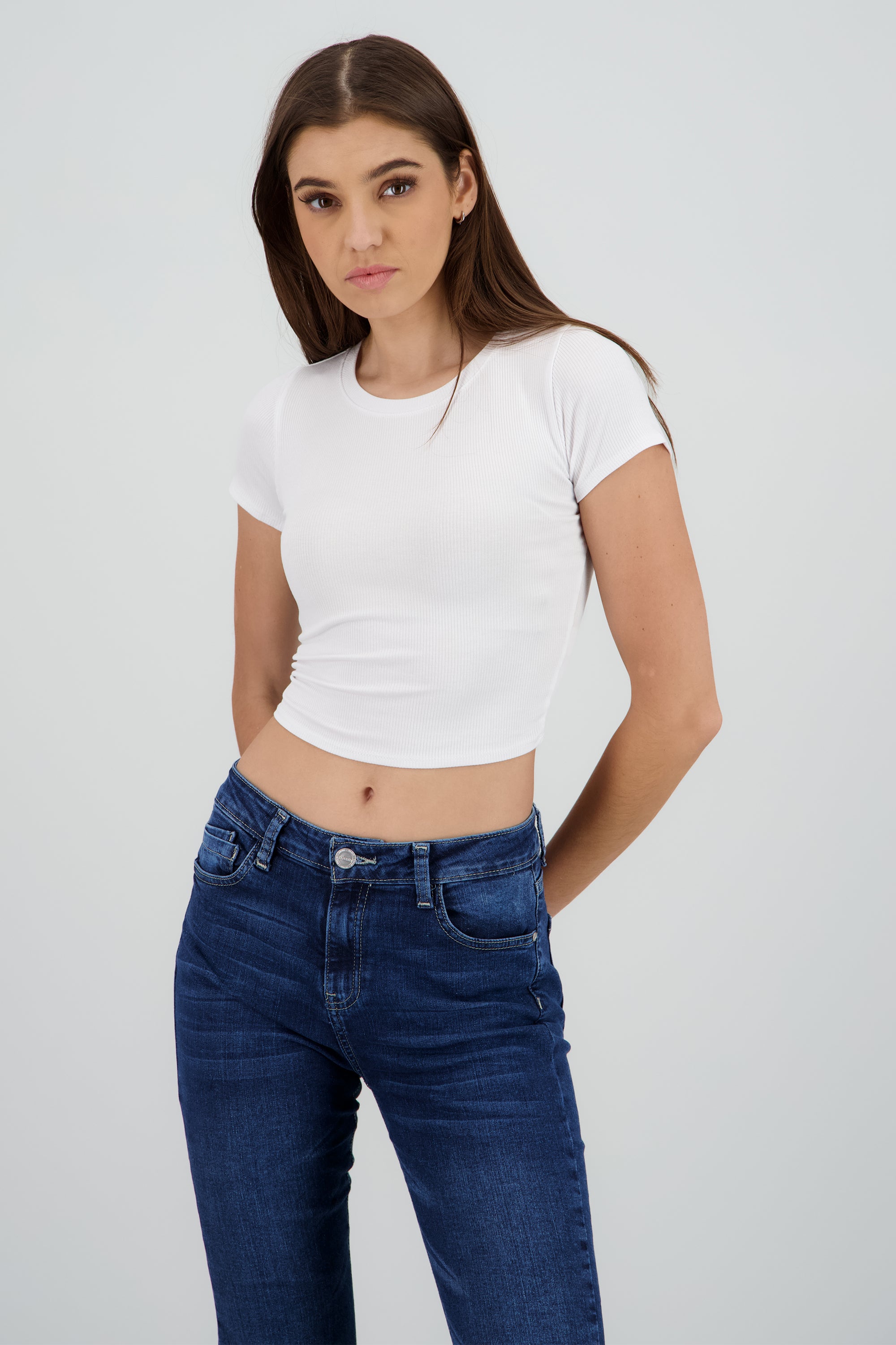 Top escote redondo manga corta BLANCO