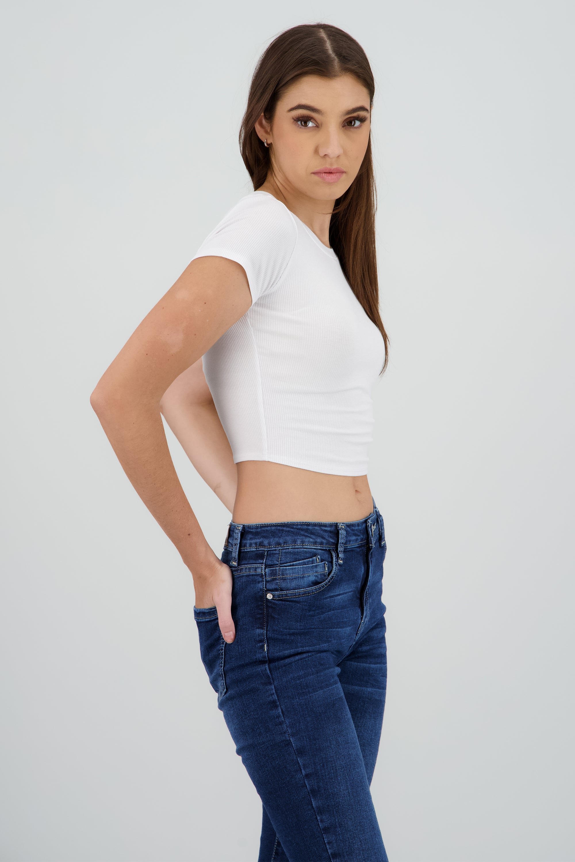 Top escote redondo manga corta BLANCO