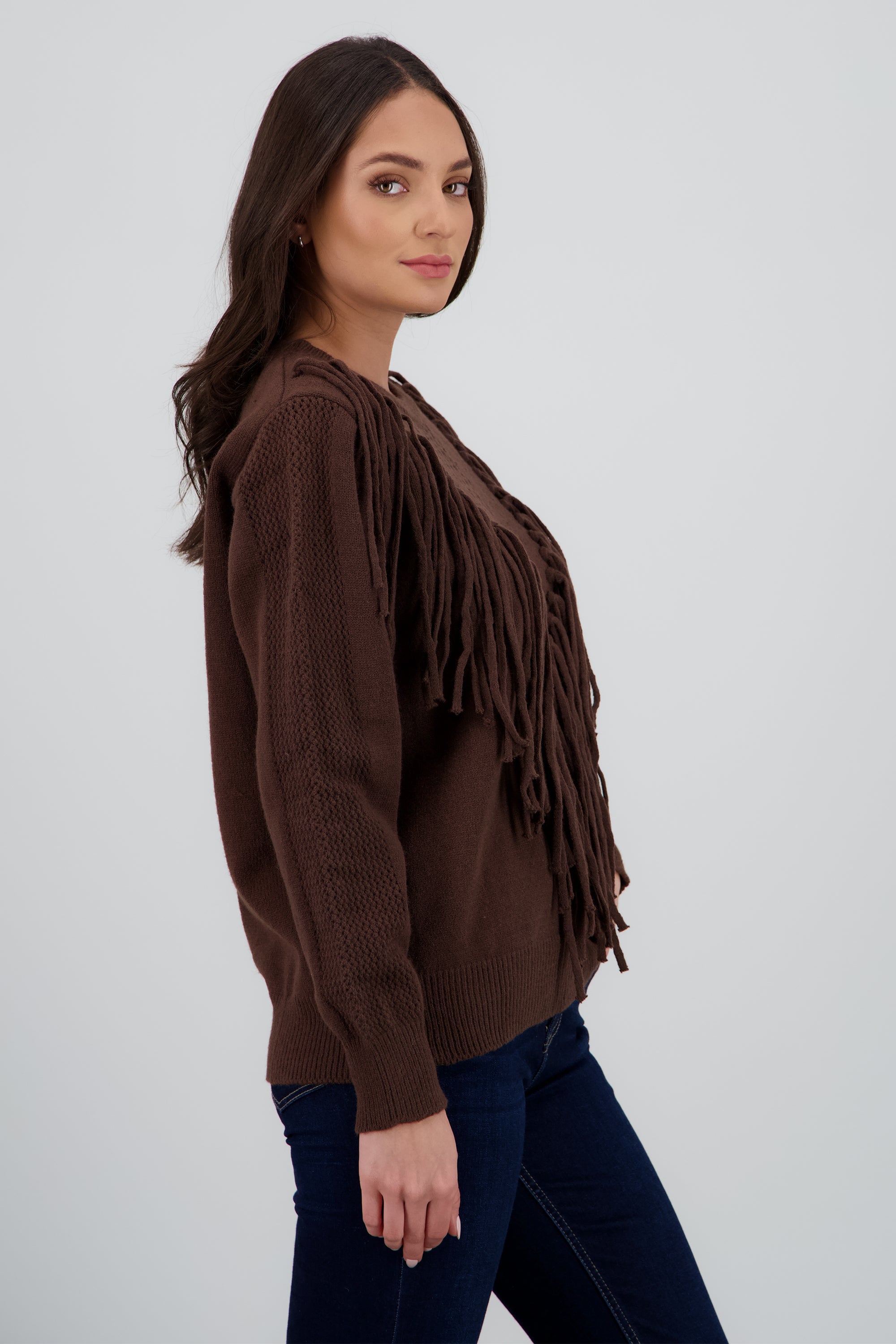 Sueter detalle flecos CAMELLO