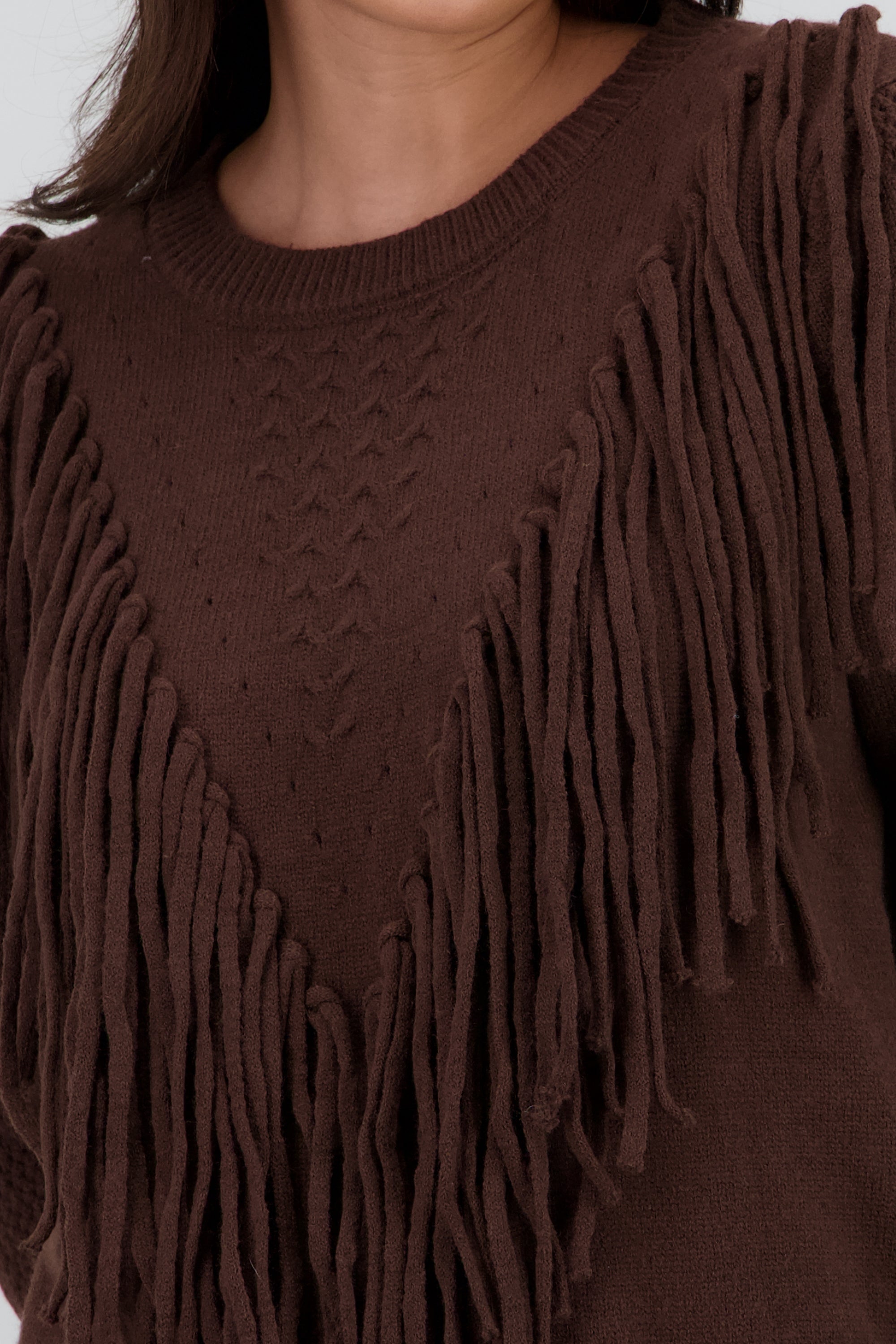 Sueter detalle flecos CAMELLO