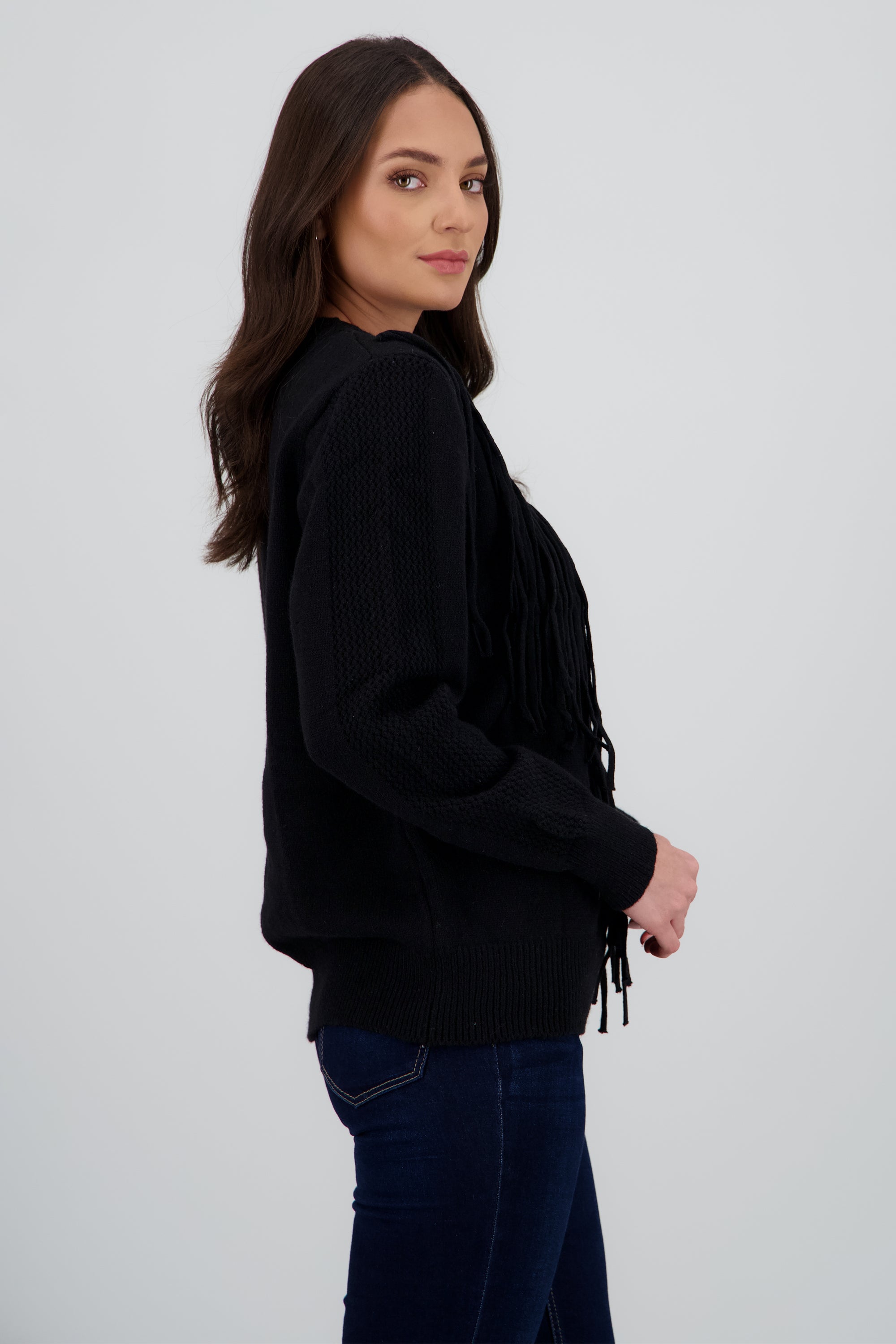 Sueter detalle flecos NEGRO