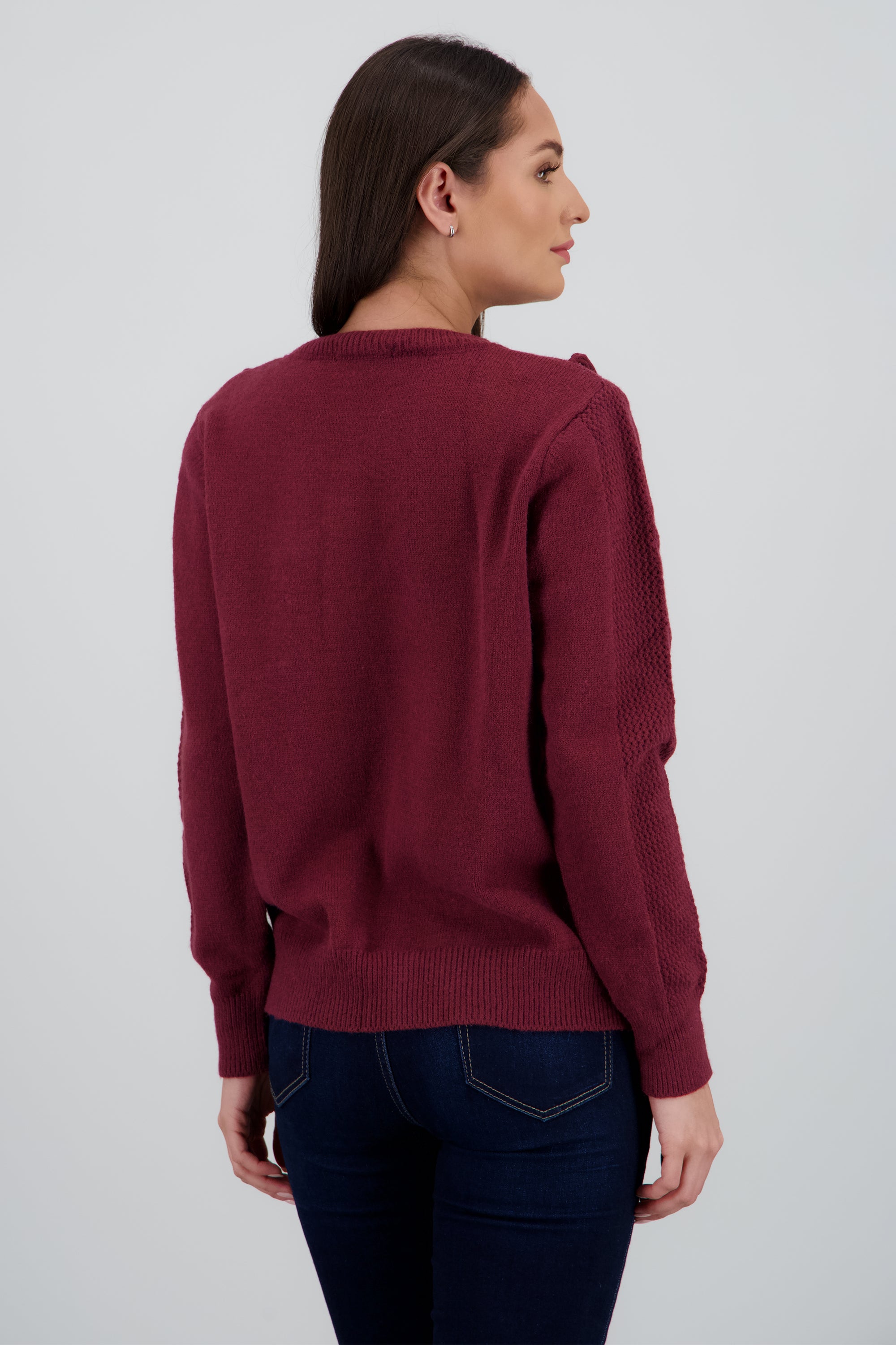 Sueter detalle flecos VINO