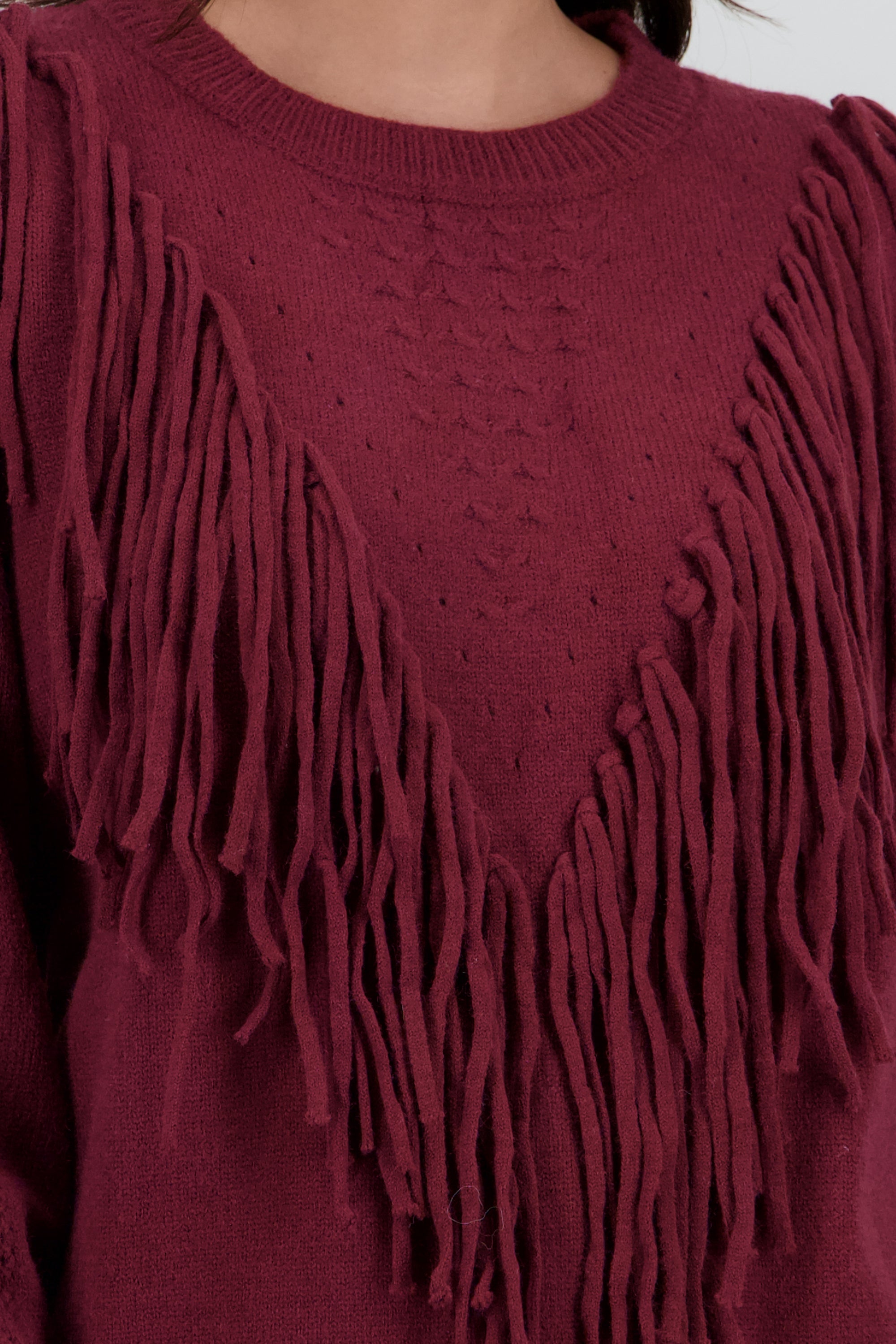 Sueter detalle flecos VINO