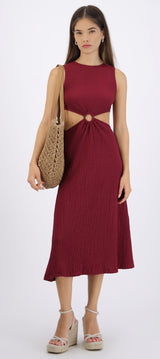 Vestido midi textura aro