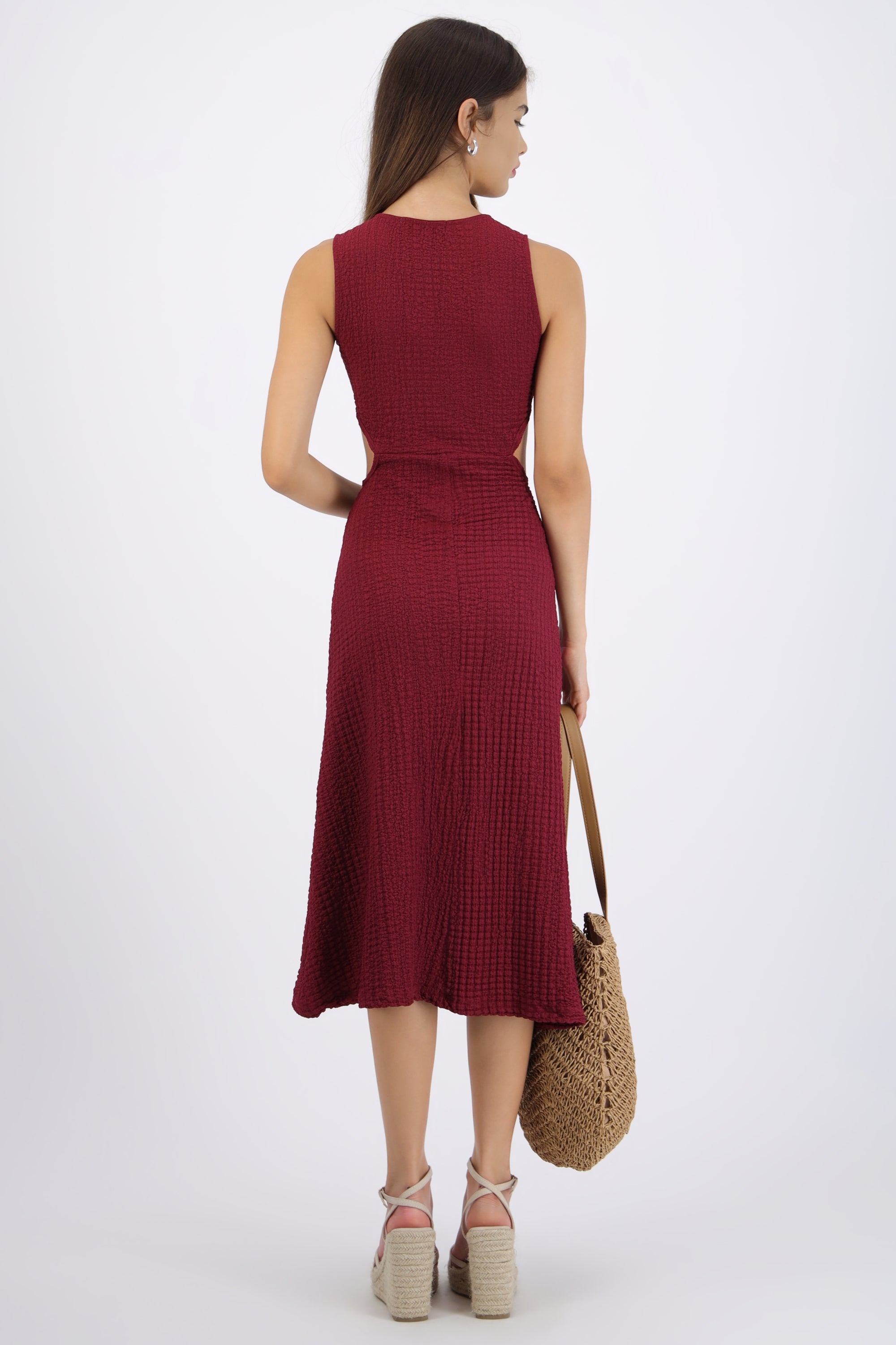 Vestido midi textura aro
