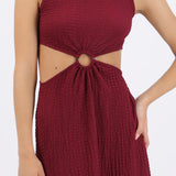Vestido midi textura aro