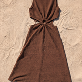 Vestido midi textura aro