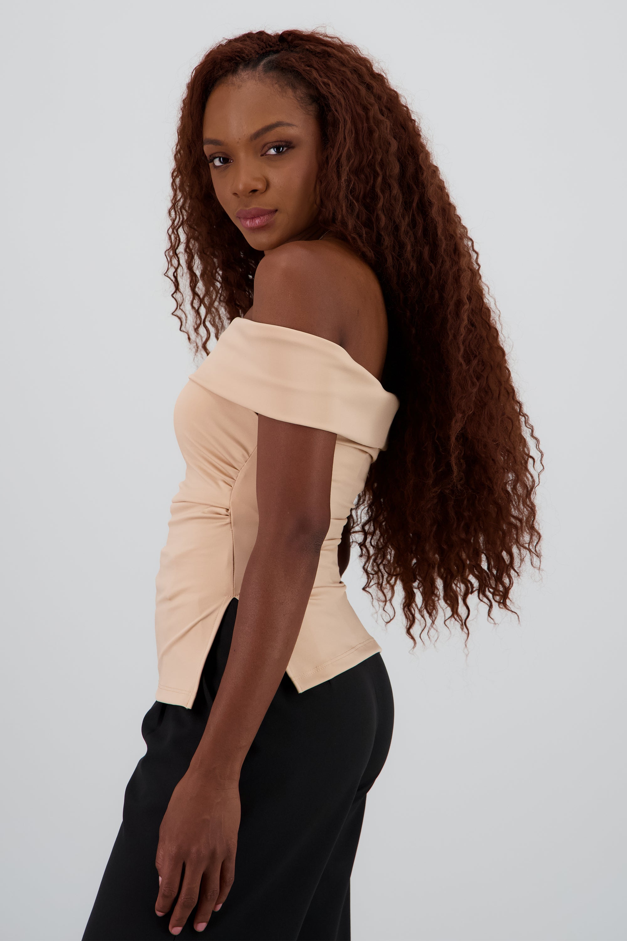 Top tubo off shoulder TAN