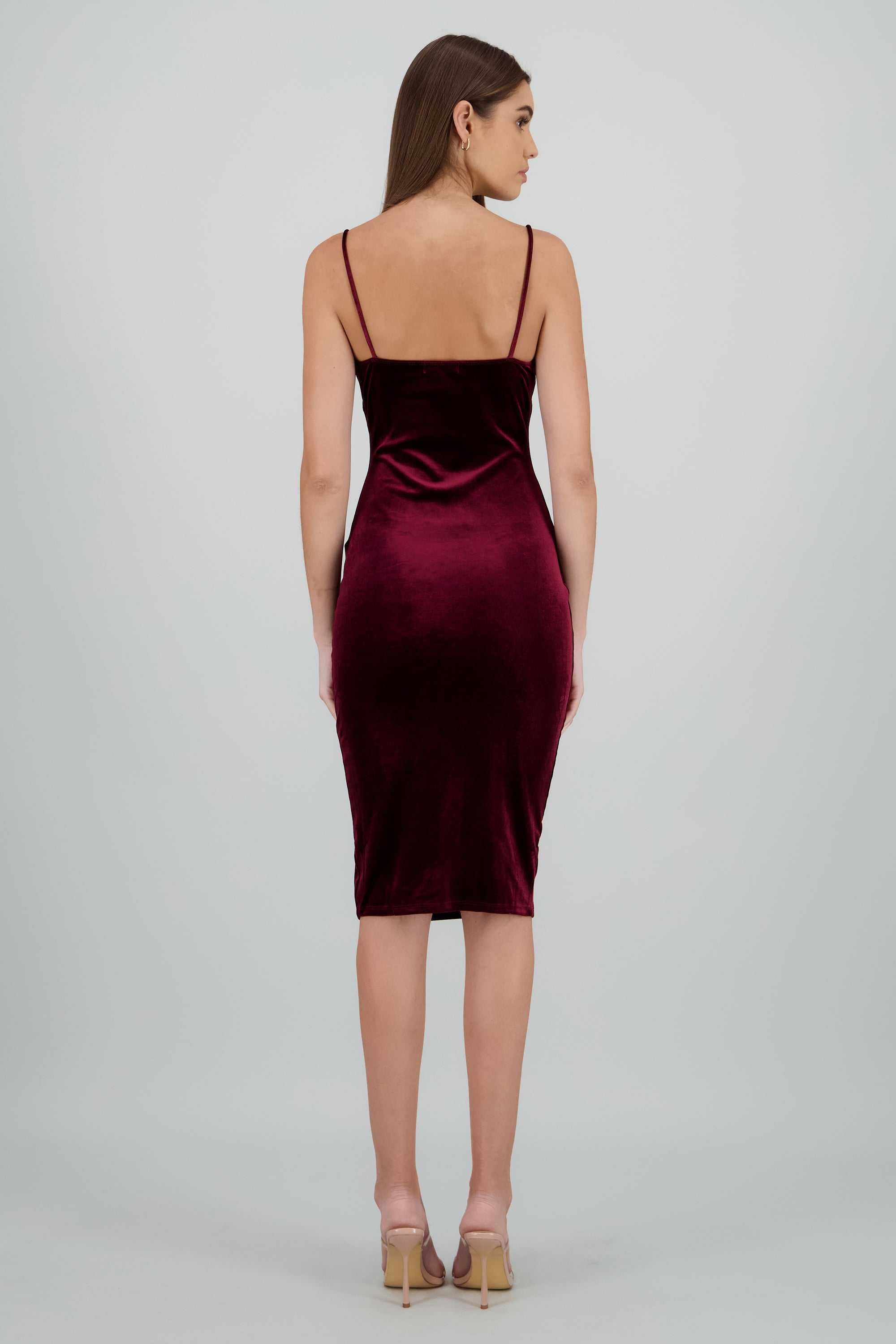 Vestido tirantes midi velvet VINO
