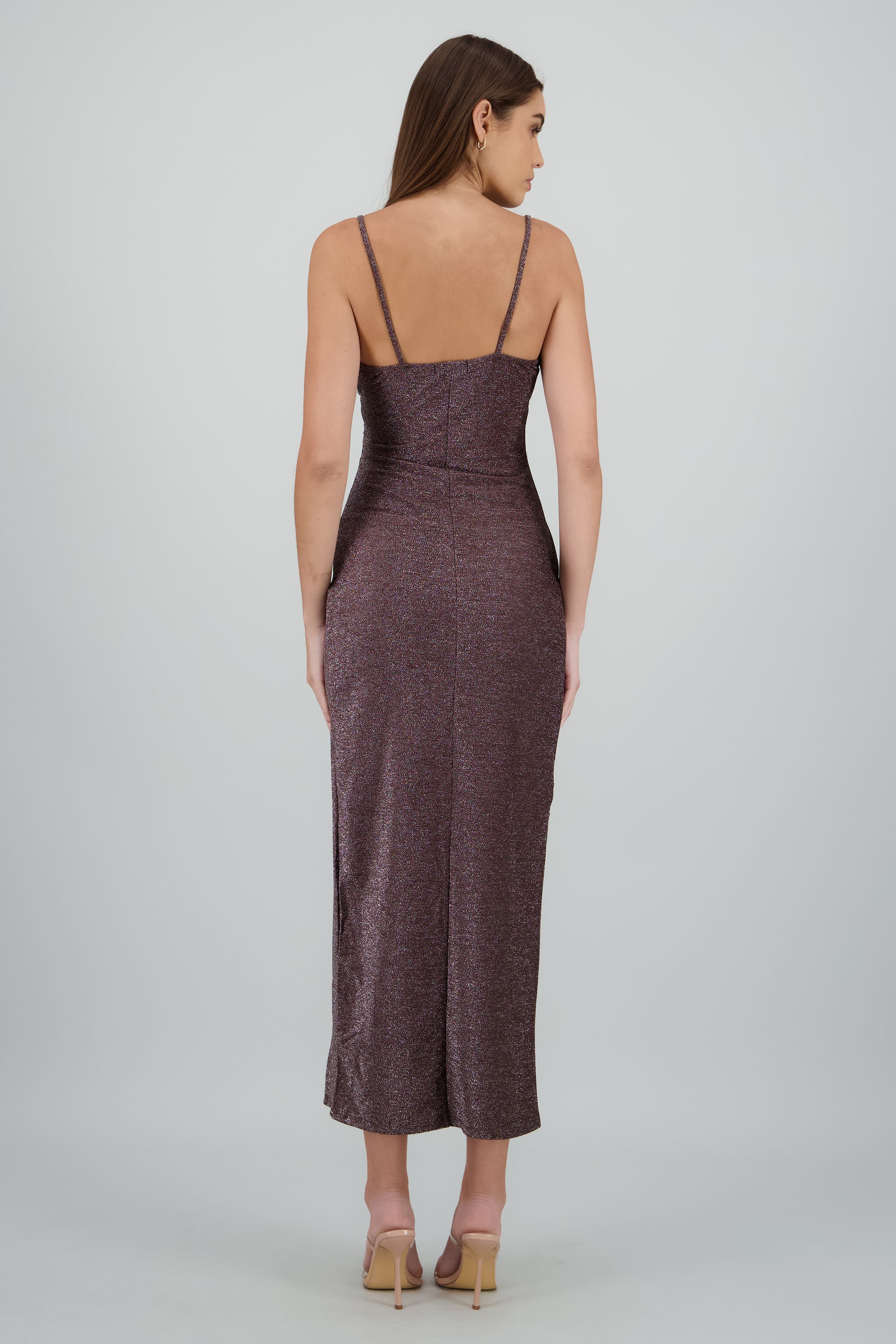 Vestido tirantes detalle brillos drapeado CAFE COMBO