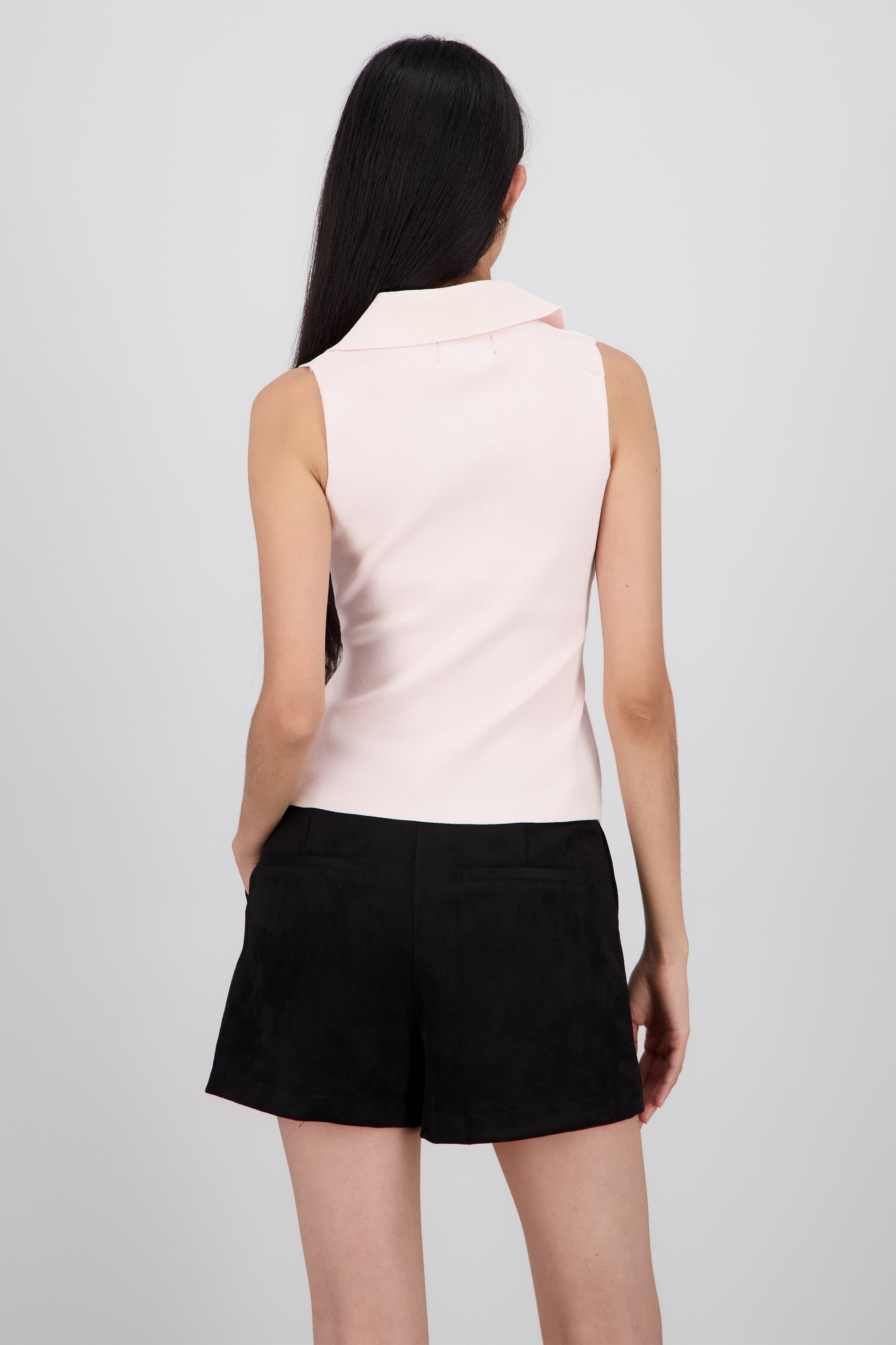 Chaleco knit cuello bobo ROSA PASTEL