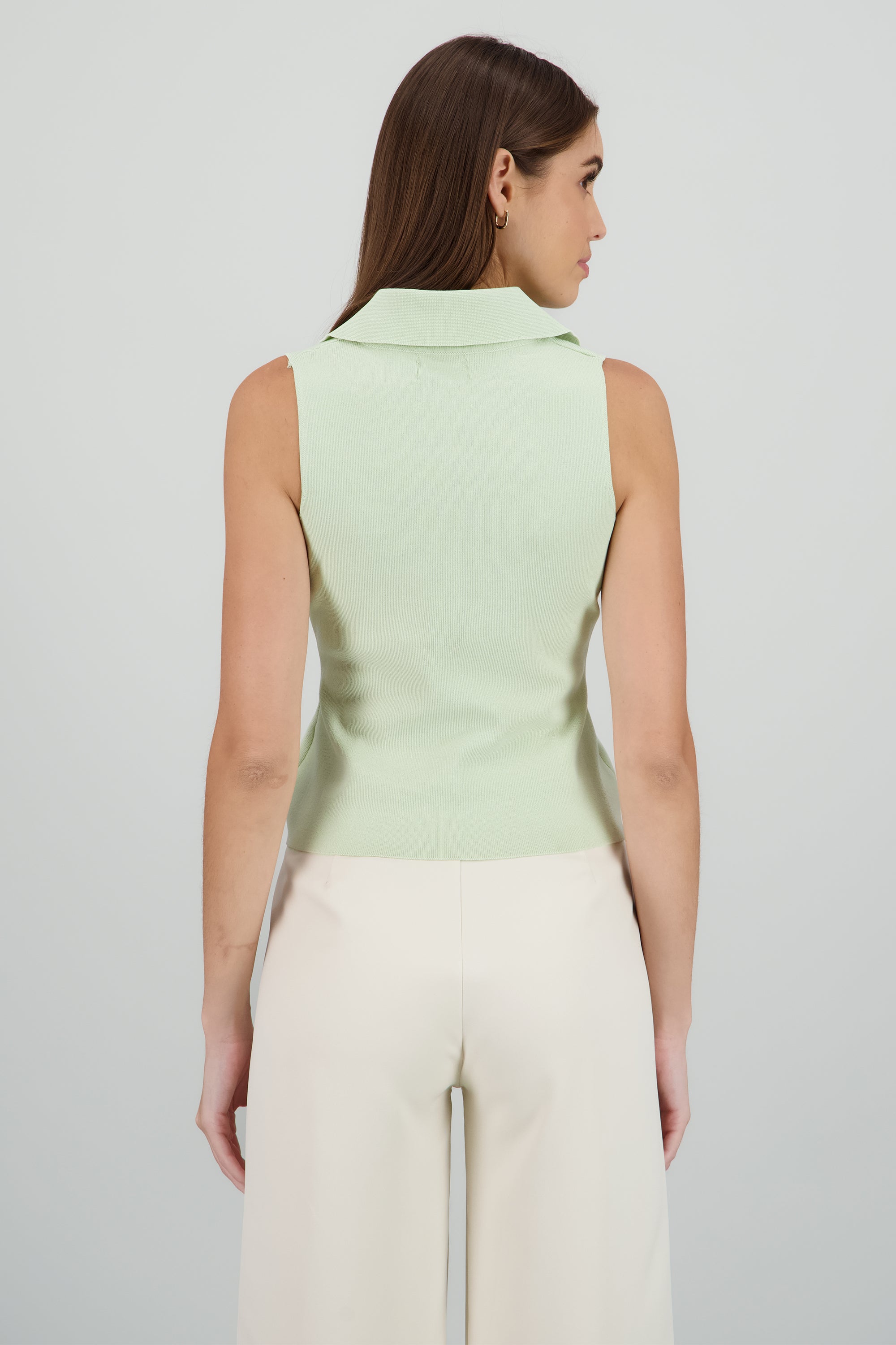 Chaleco knit cuello bobo SAGE