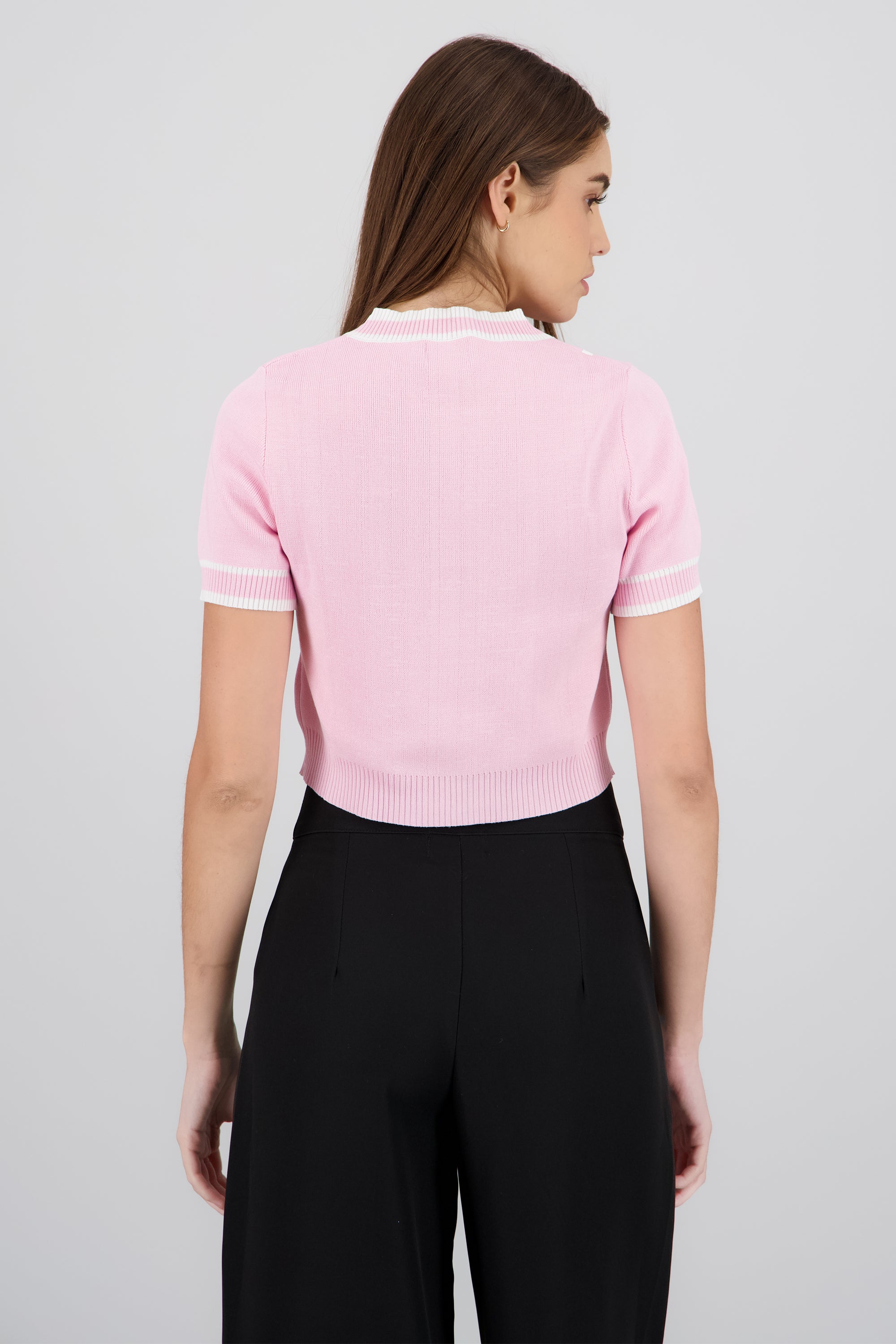 Top tejido contraste ROSA COMBO