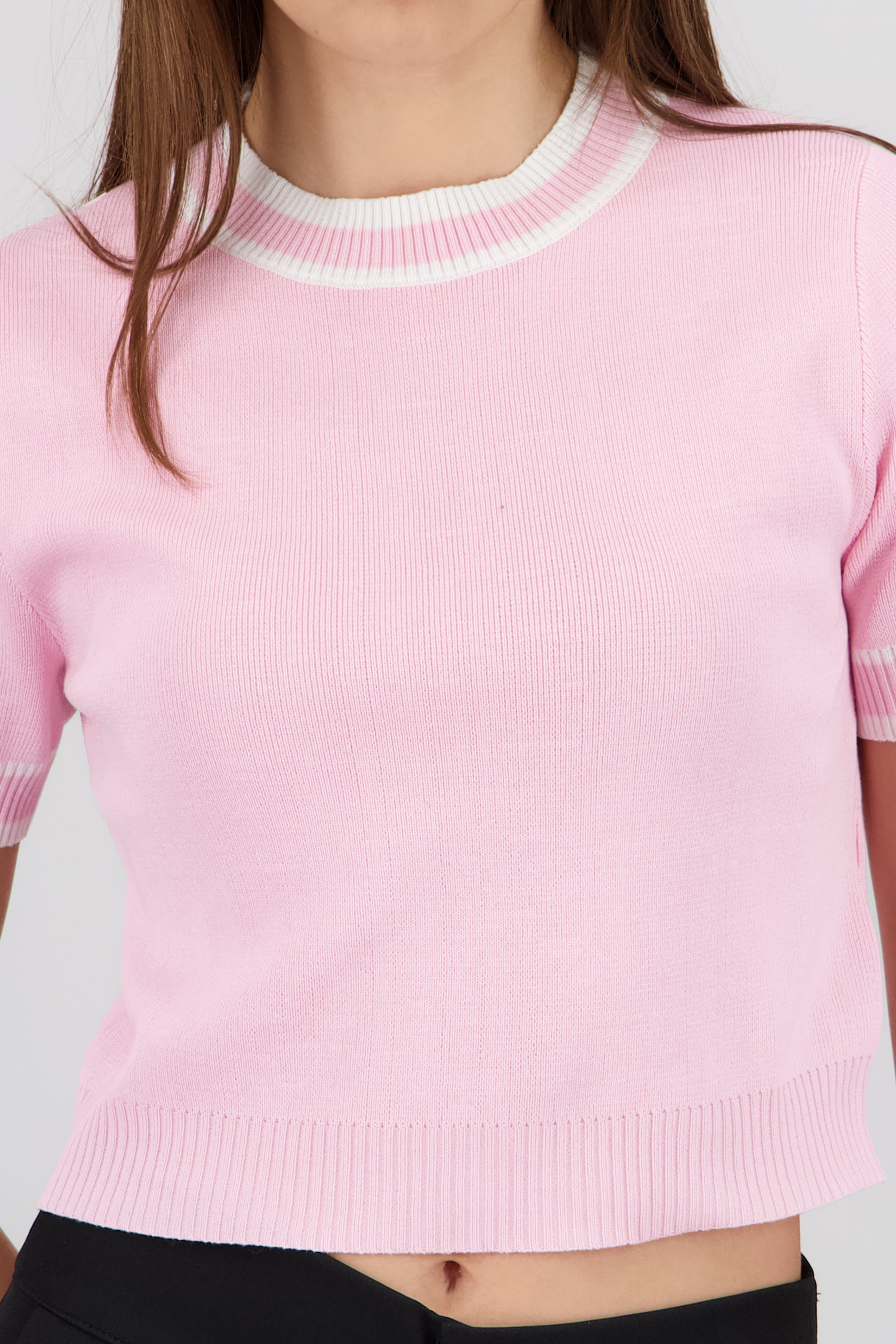 Top tejido contraste ROSA COMBO