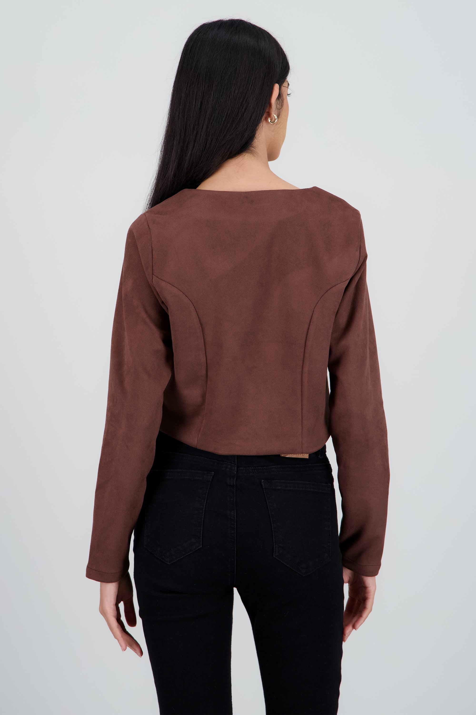Saco crop detalle amarre moños CHOCOLATE