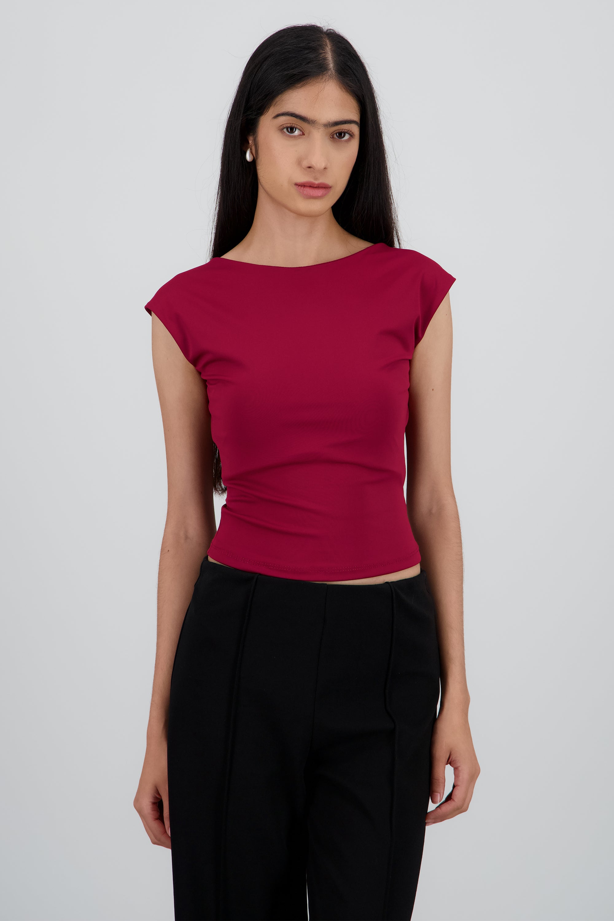 Top manga corta escote espalda CIRUELA