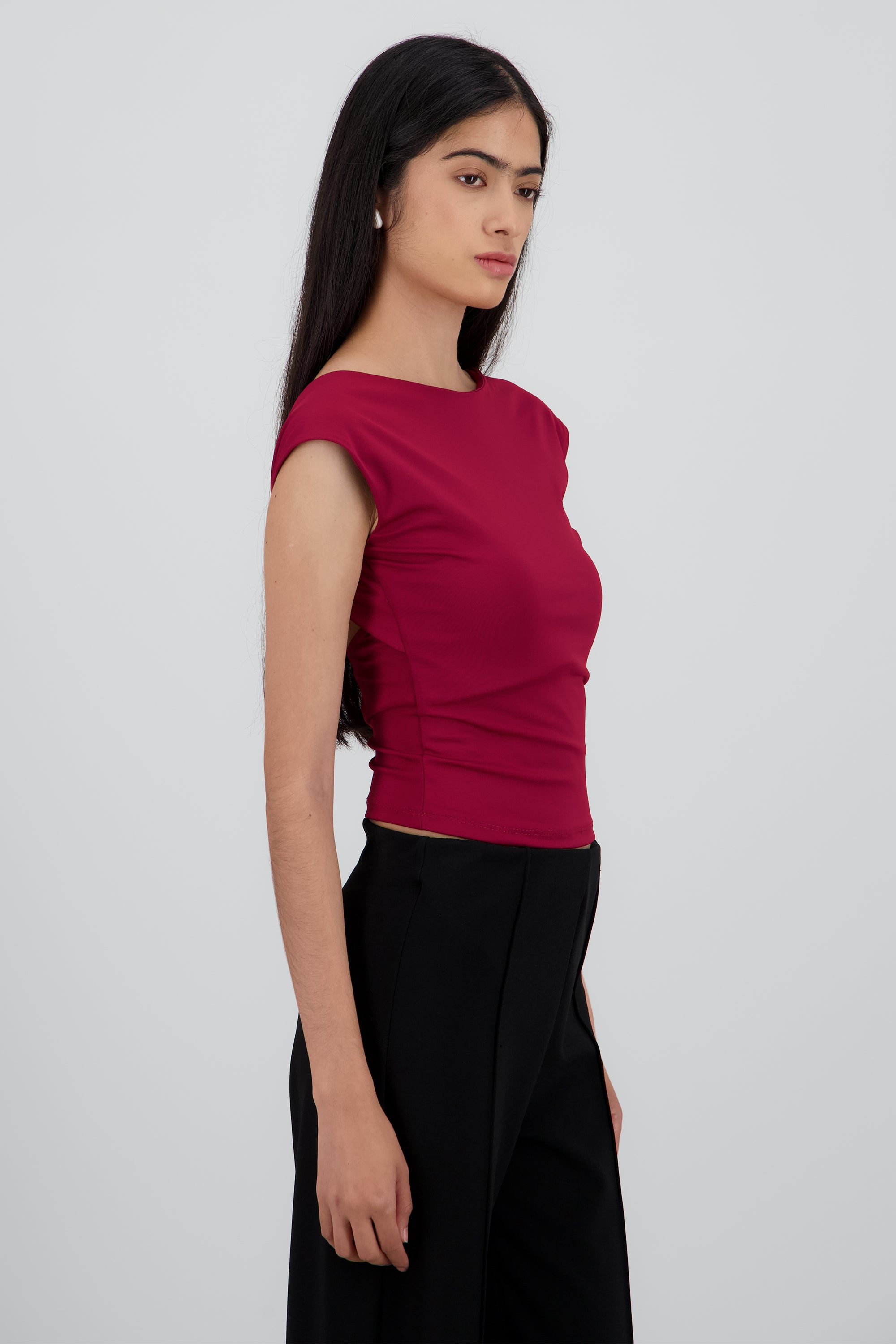 Top manga corta escote espalda CIRUELA