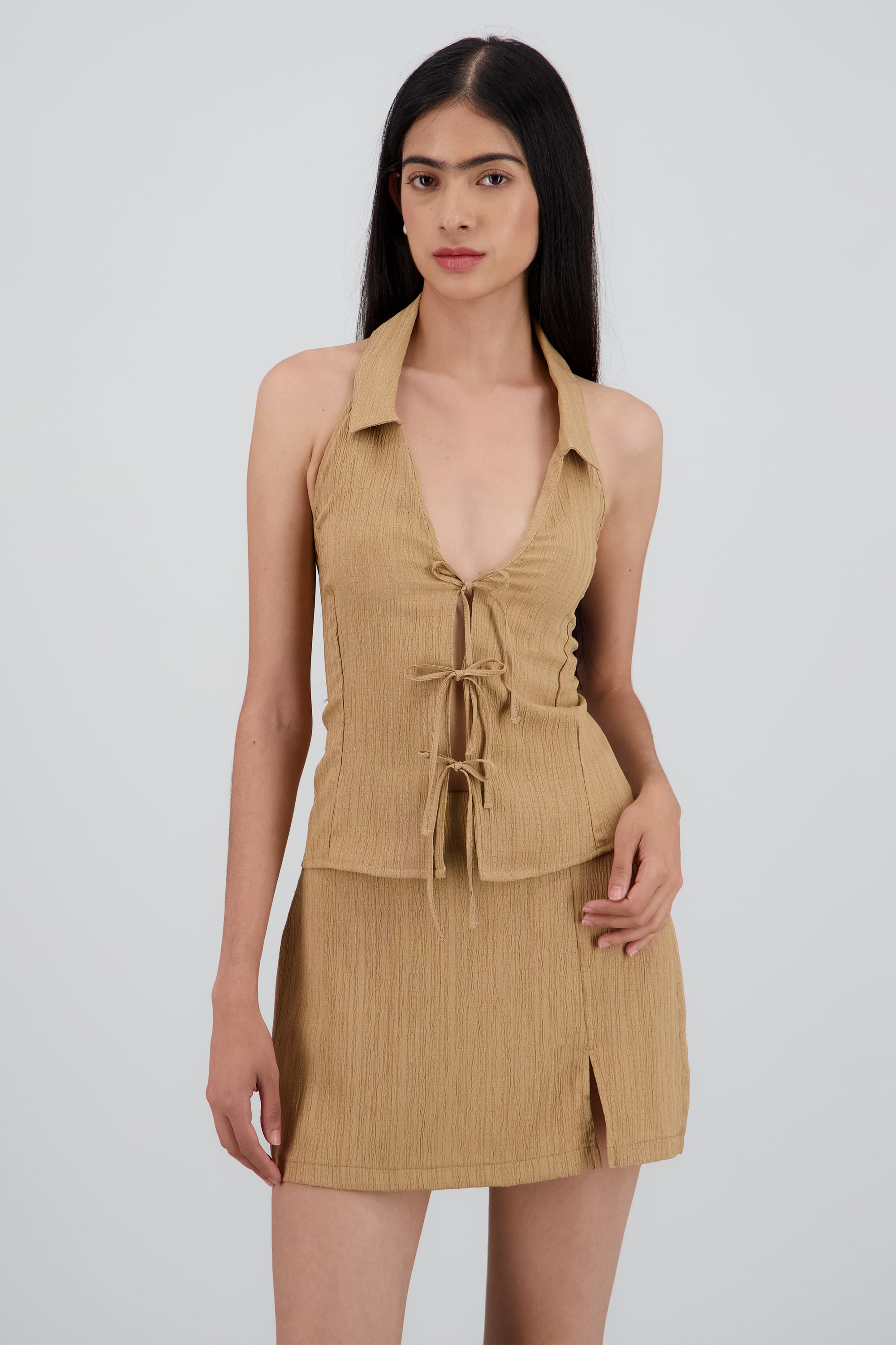 Top halter detalle cuello KHAKI
