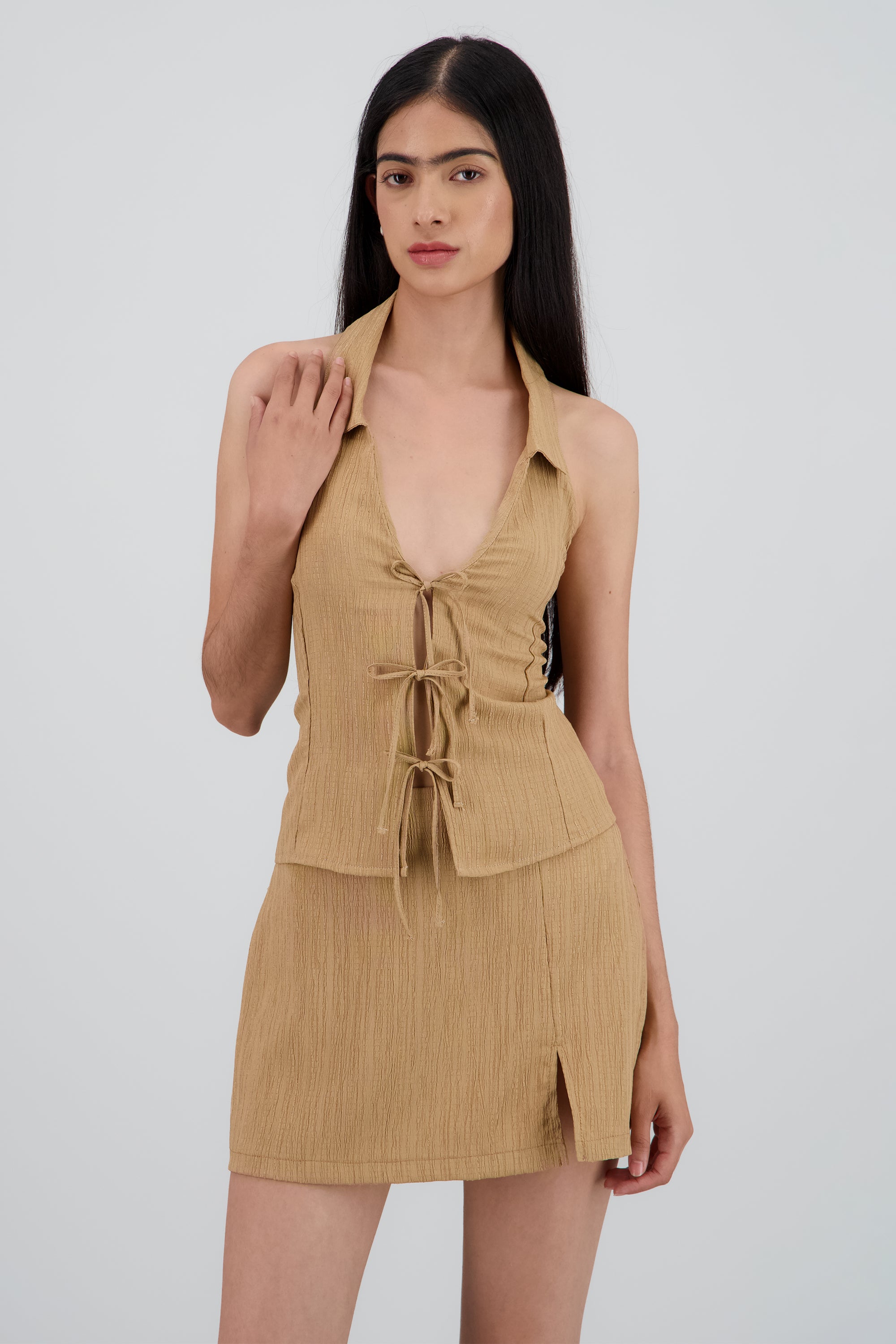 Top halter detalle cuello KHAKI