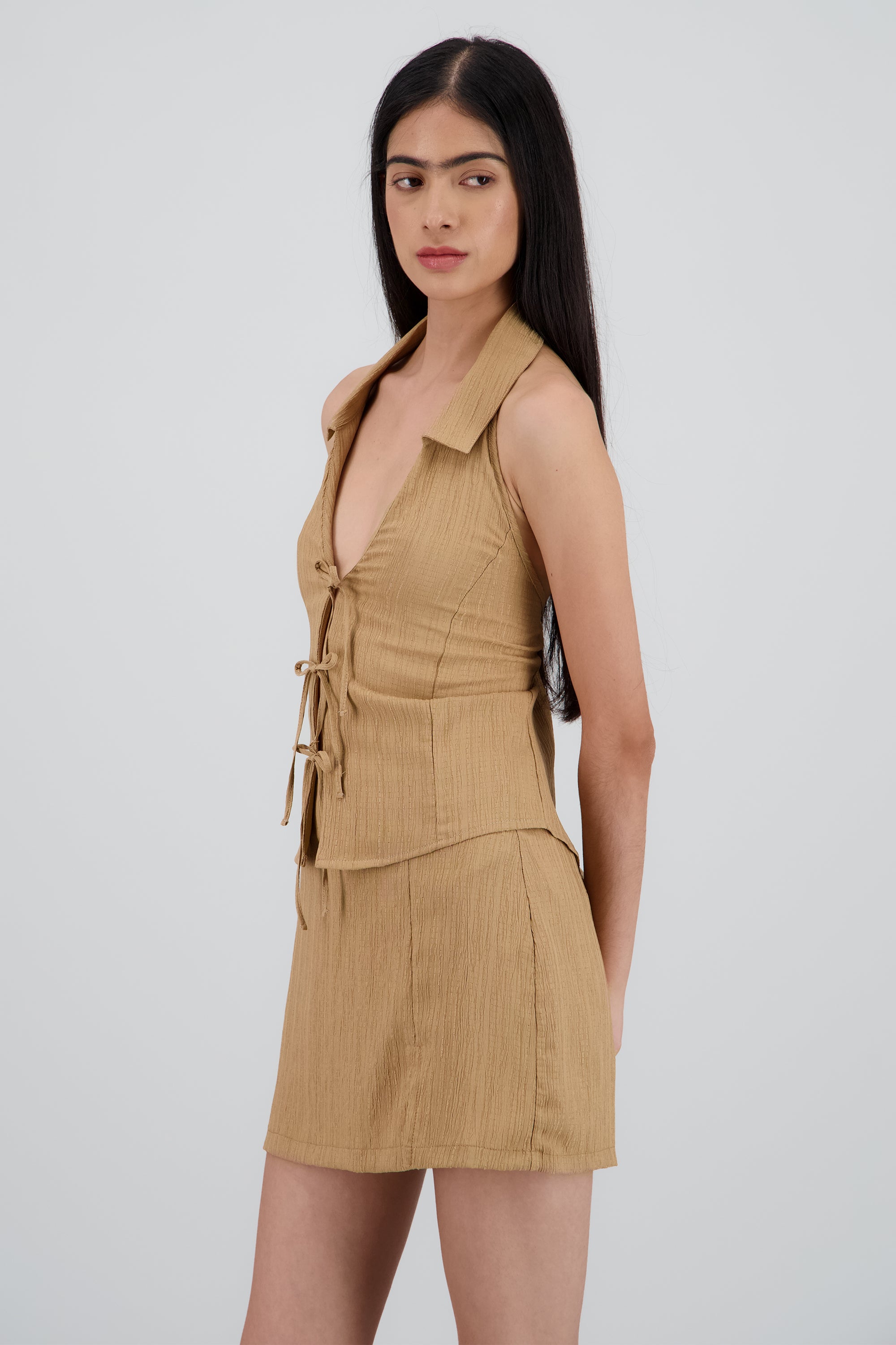 Top halter detalle cuello KHAKI