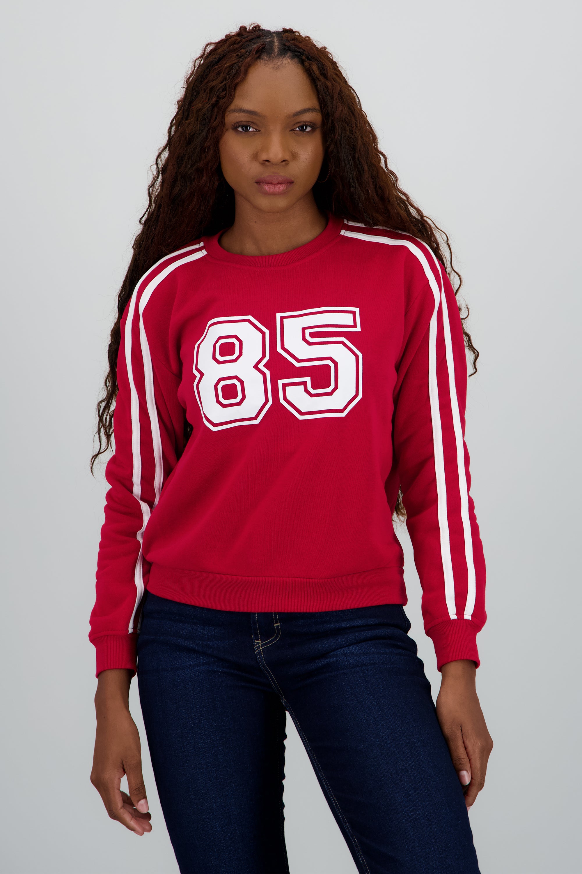 Sudadera lineas contraste número ROJO COMBO