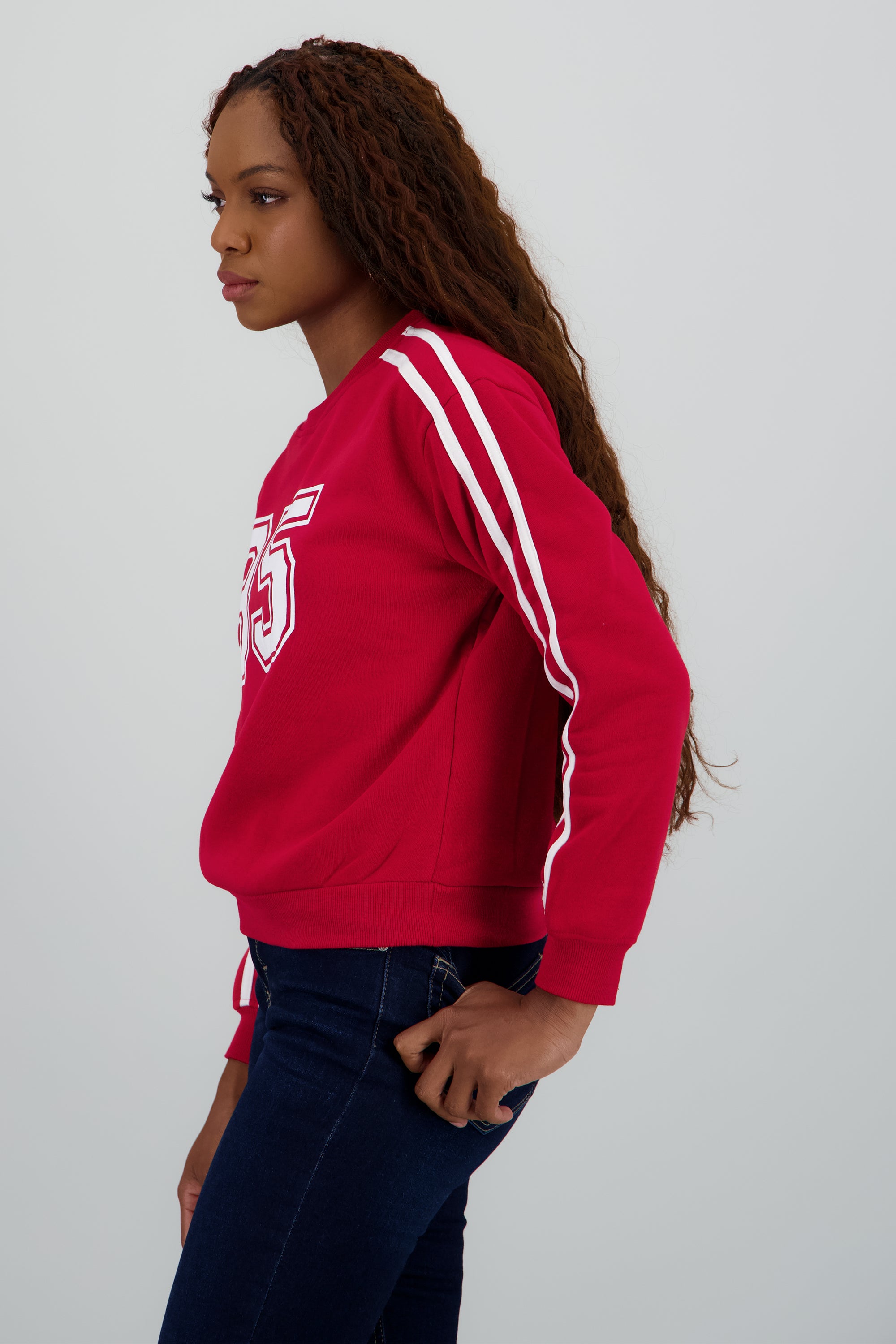 Sudadera lineas contraste número ROJO COMBO