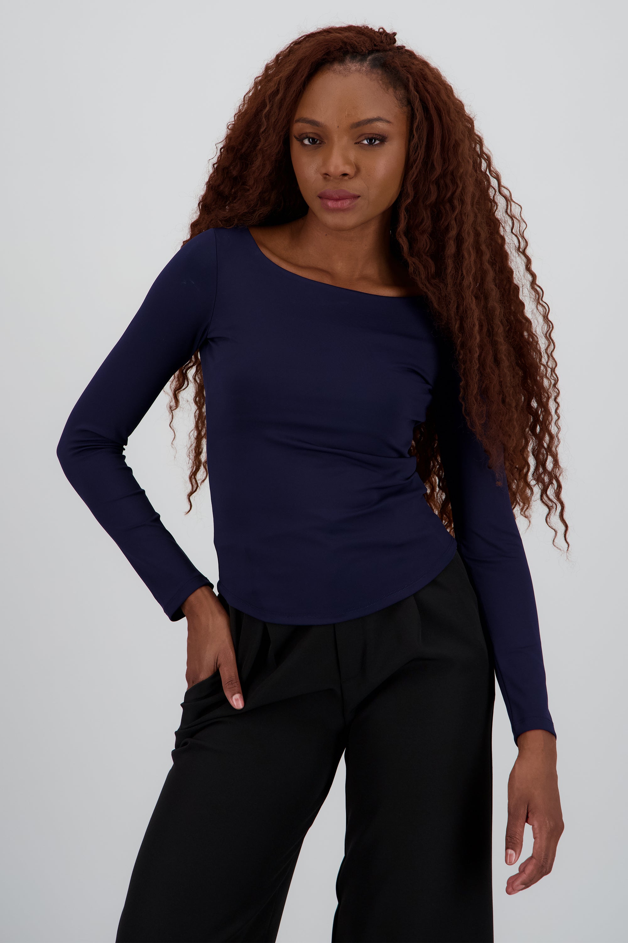 Top manga larga liso MARINO