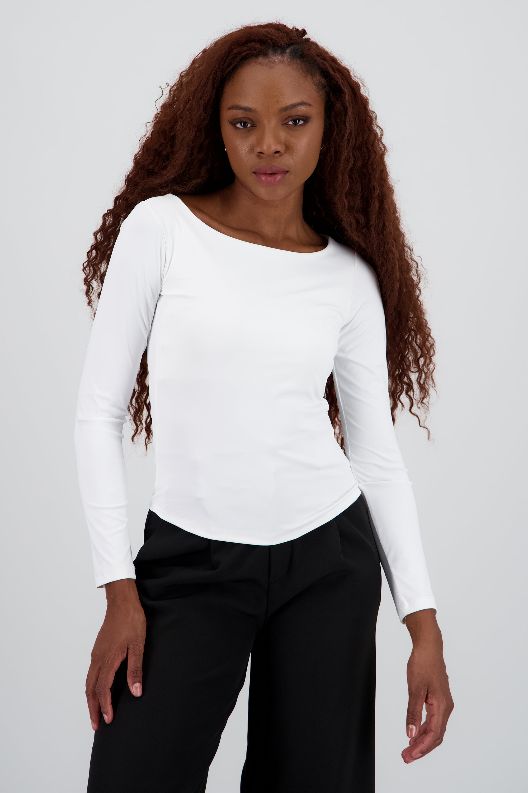 Top manga larga liso BLANCO