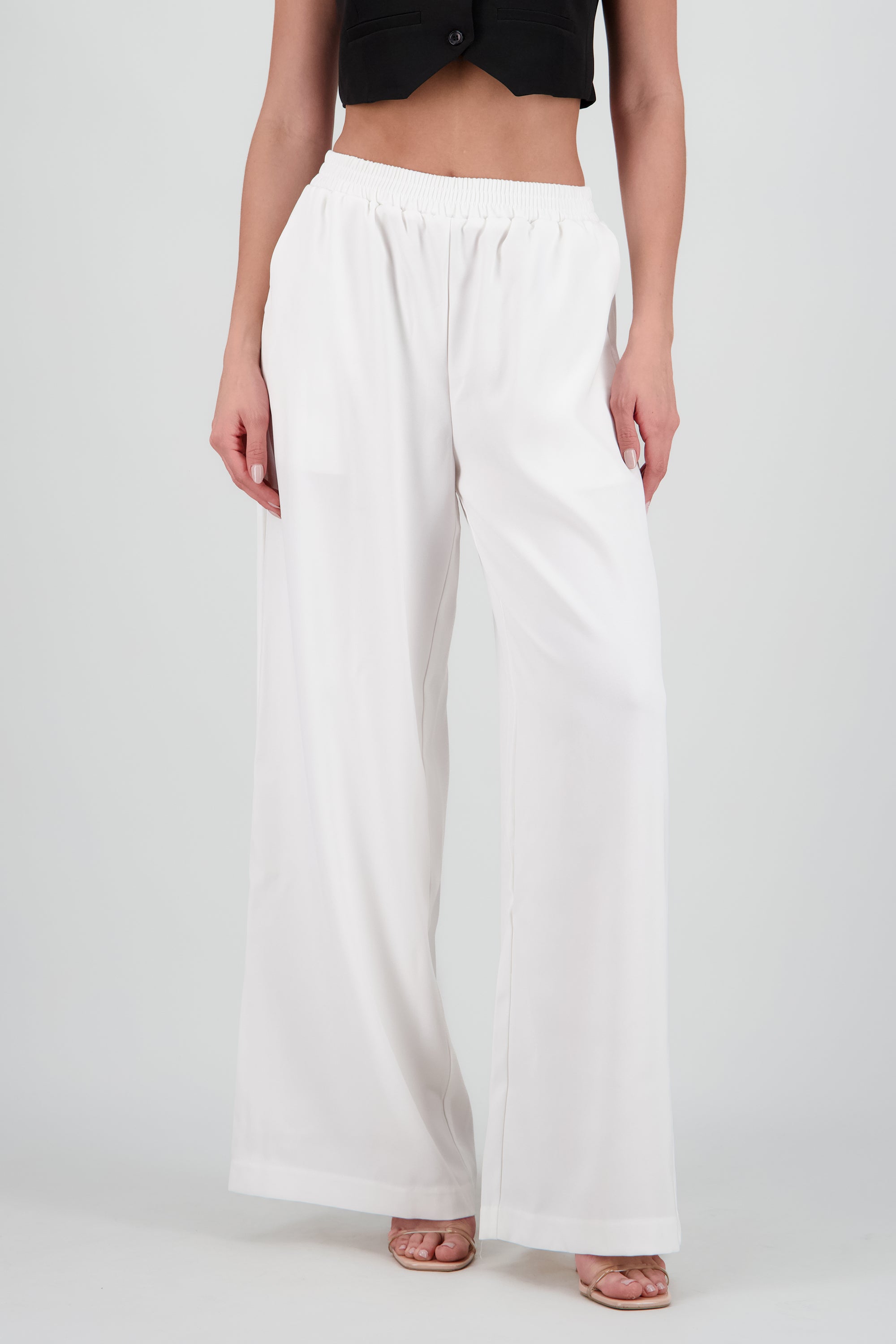 Pantalones amplios resorte BLANCO