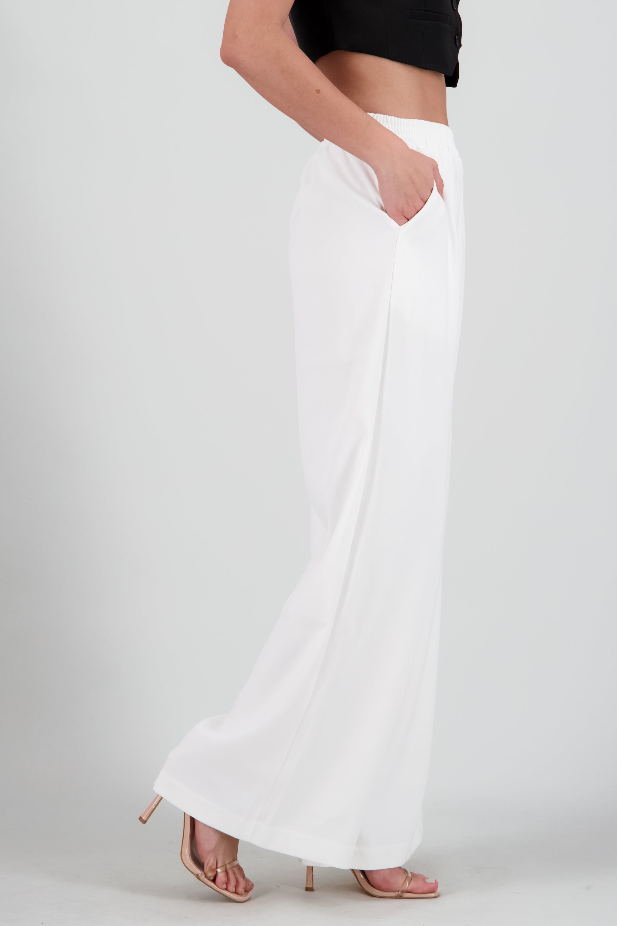 Pantalones amplios resorte BLANCO