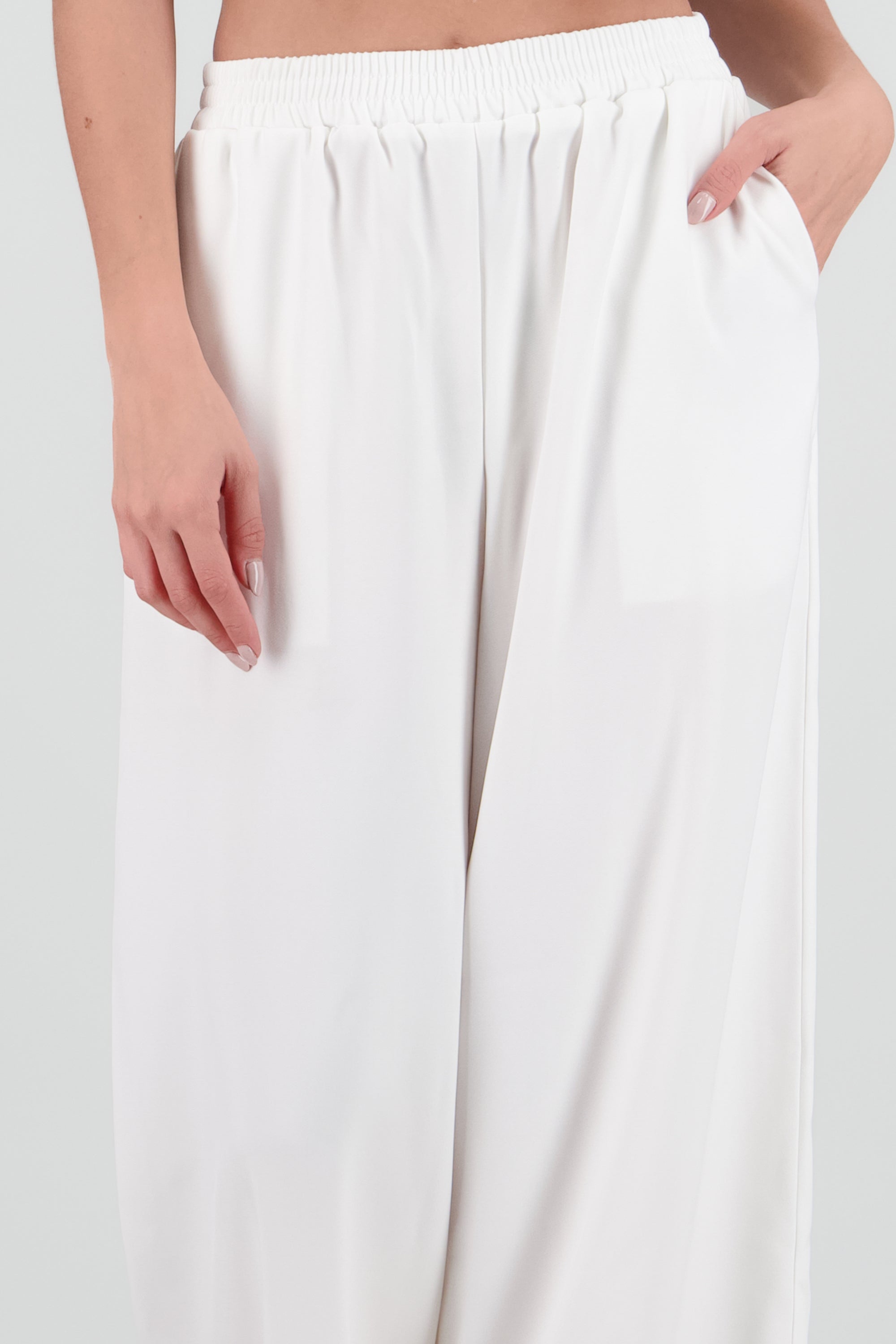 Pantalones amplios resorte BLANCO