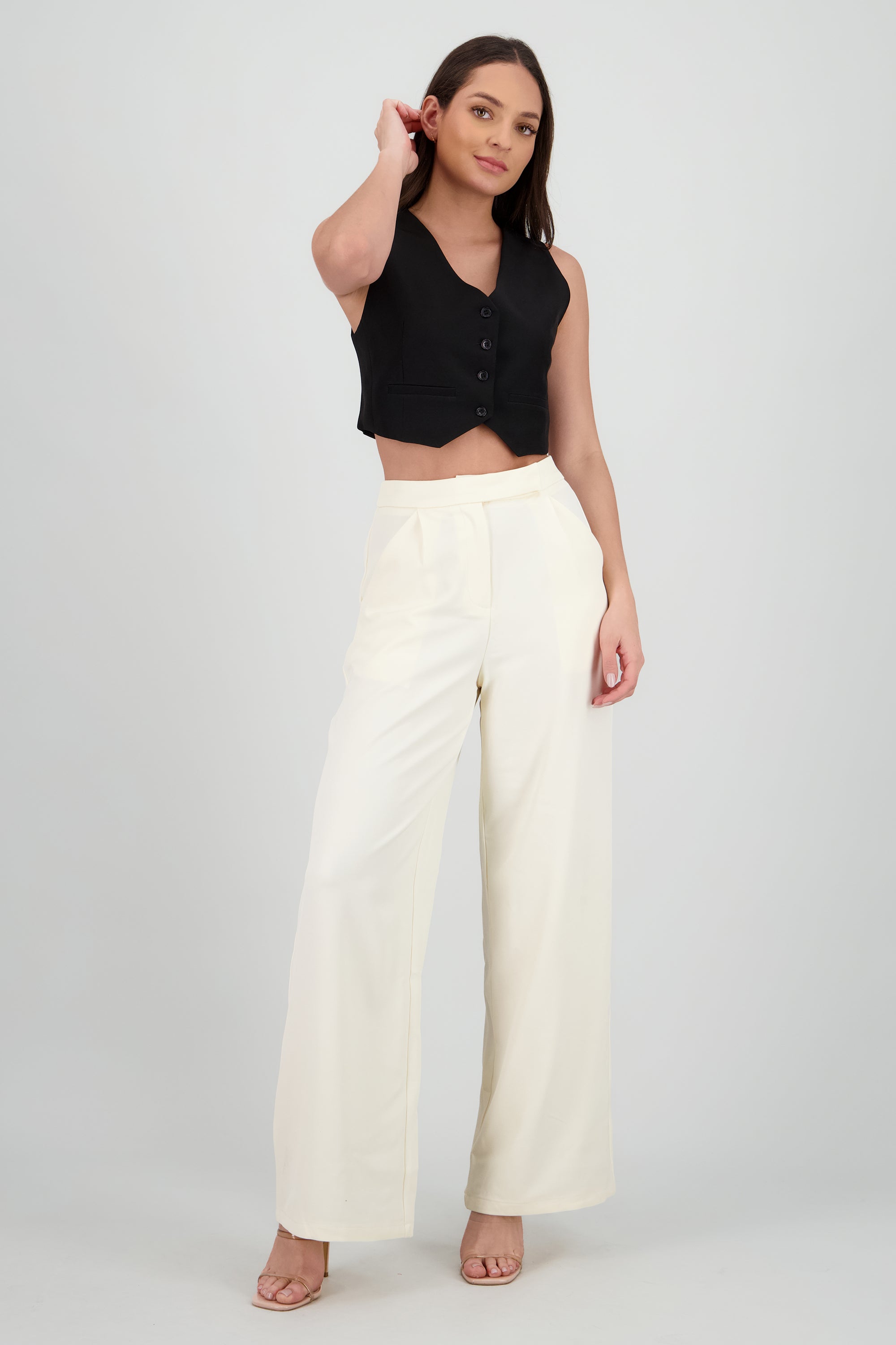 Pantalon sastreado detalle bolsas BLANCO