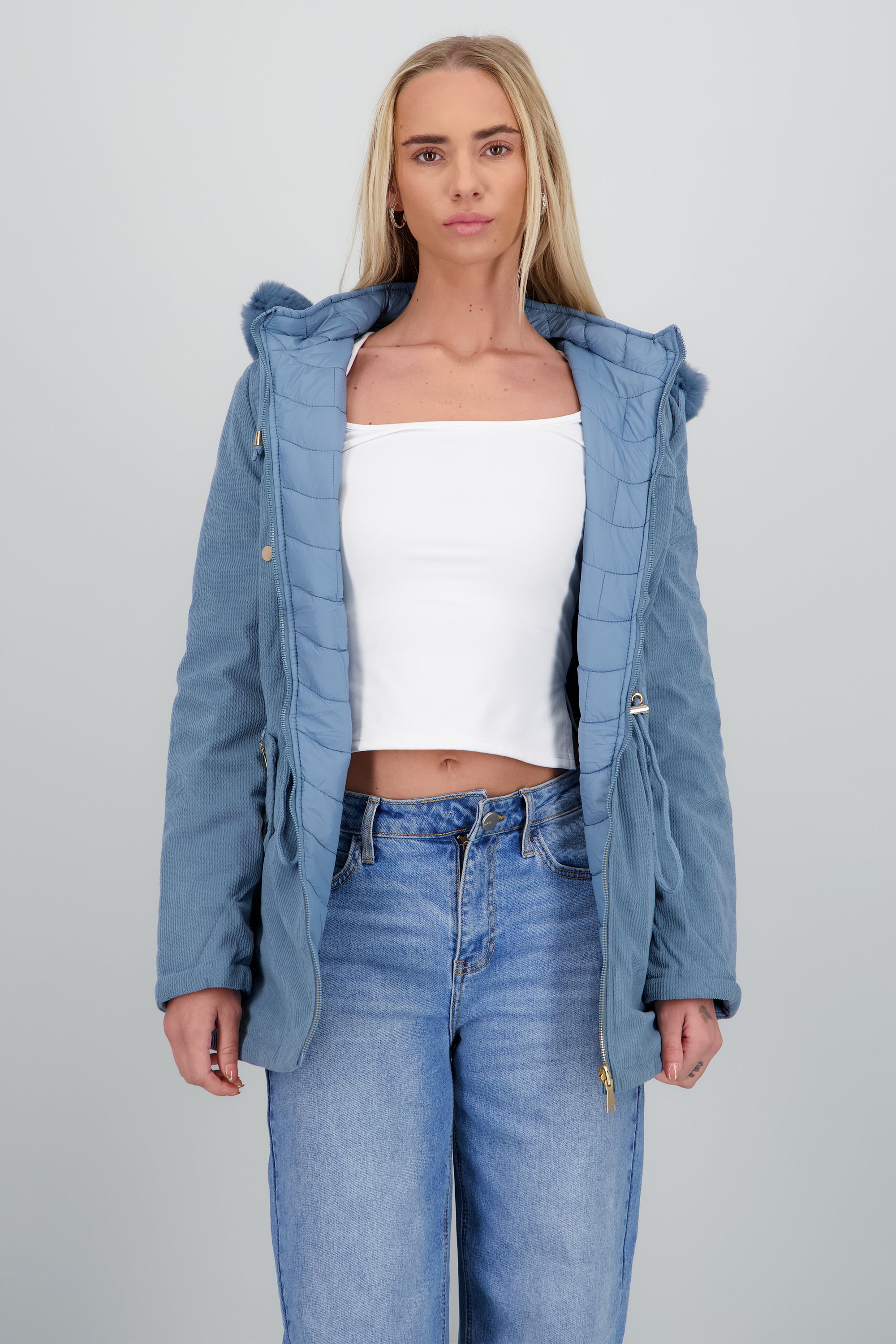 CHAMARRA GORRO PELUCHE AZUL