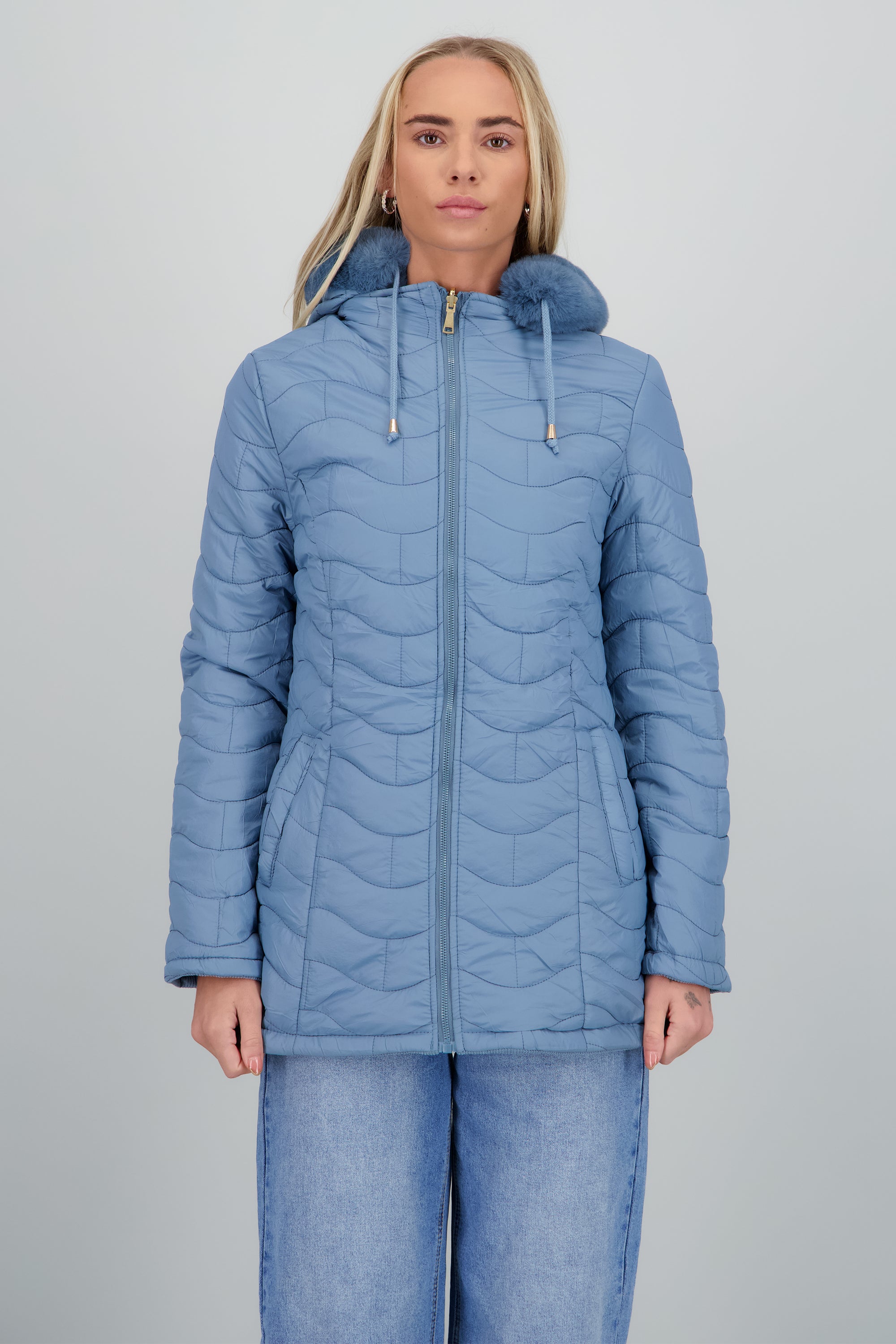 CHAMARRA GORRO PELUCHE AZUL