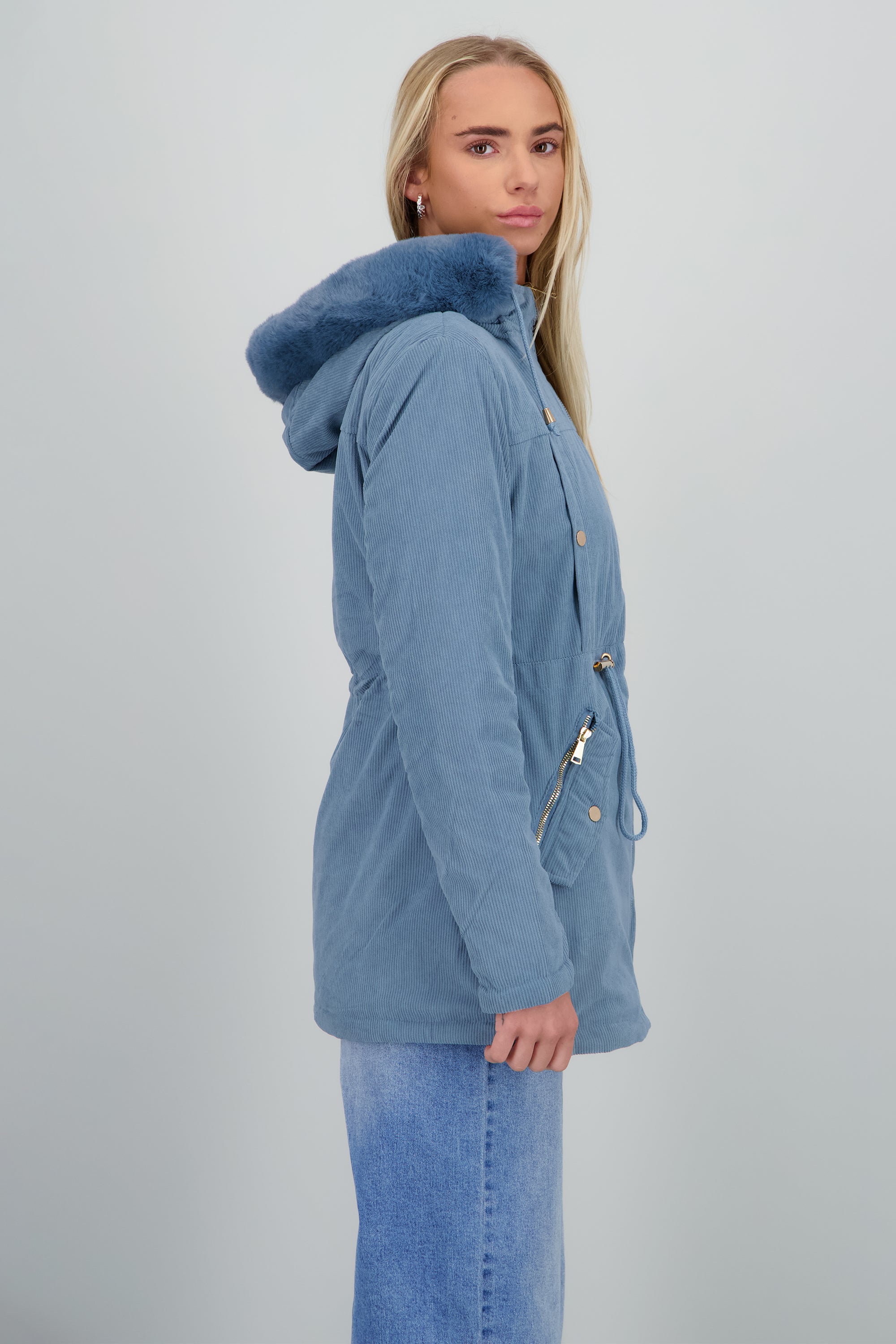 CHAMARRA GORRO PELUCHE AZUL